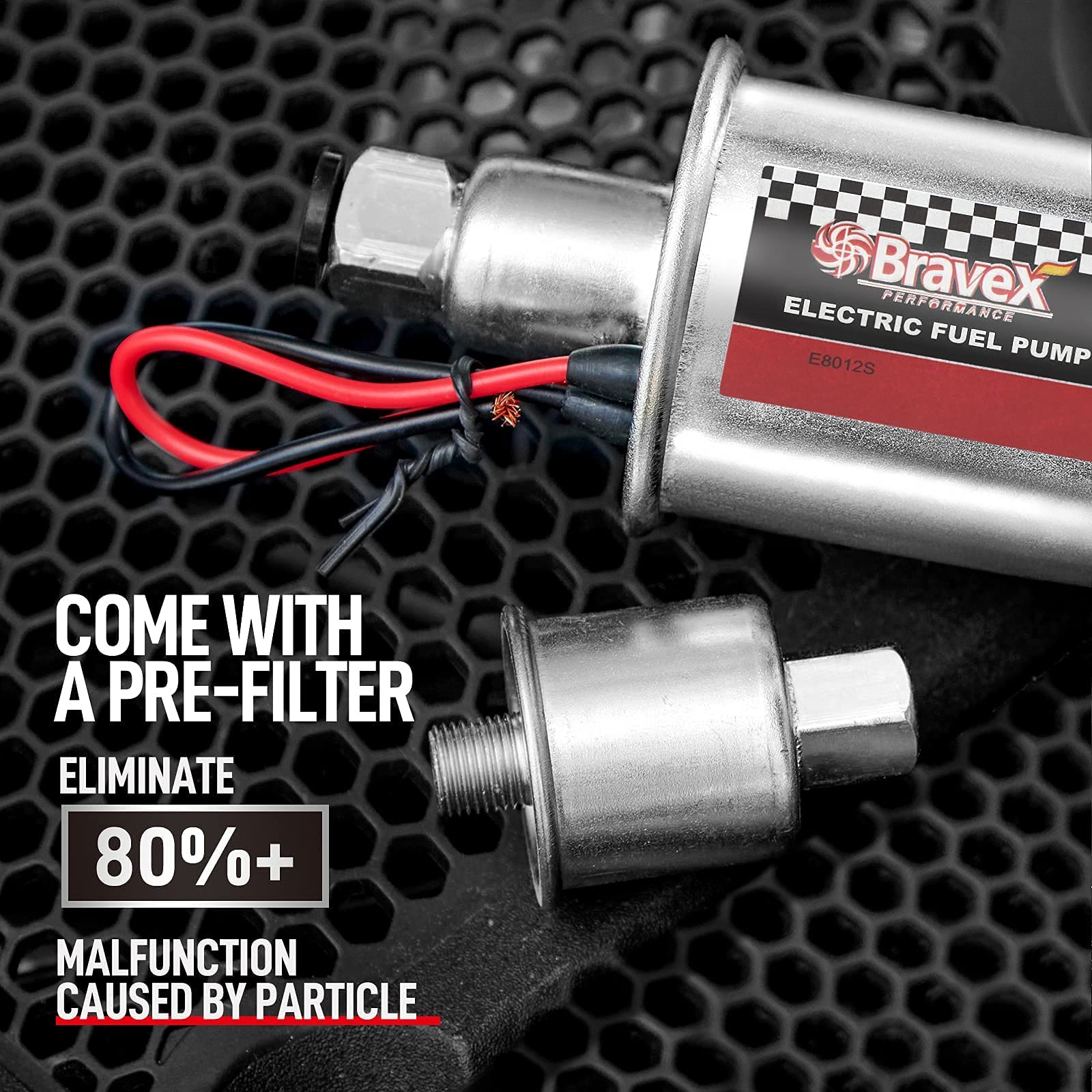 STEINBRÜCKE E8012S Universal Electric Fuel Pump - Low Pressure 5-9 PSI, 12V, Metal with Installation Kit
