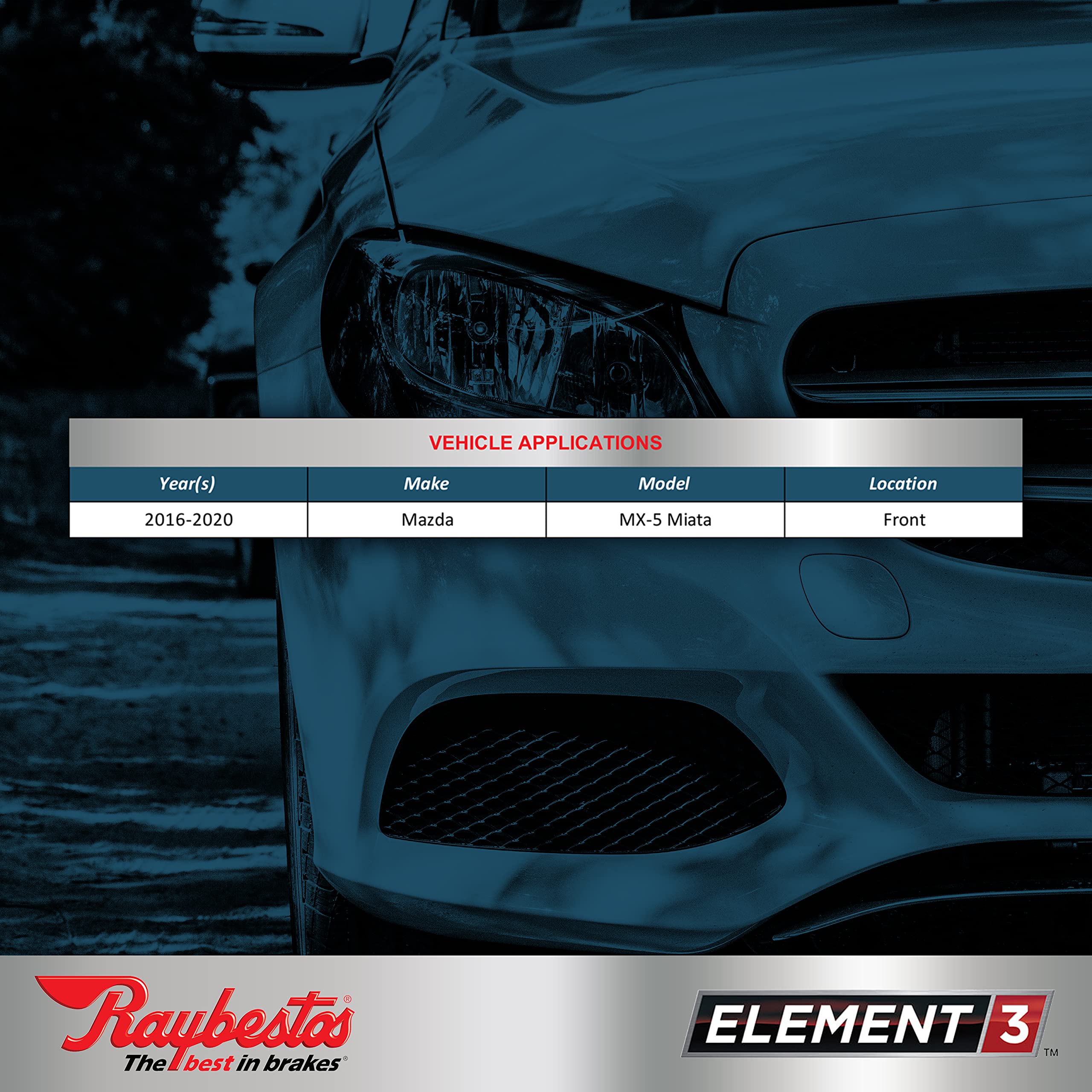 Raybestos Premium Raybestos Element3 Eht Replacement Front Brake Pad Set For Select 2016-2020 Mazda Mx-5 Miata Model Years (Eht1