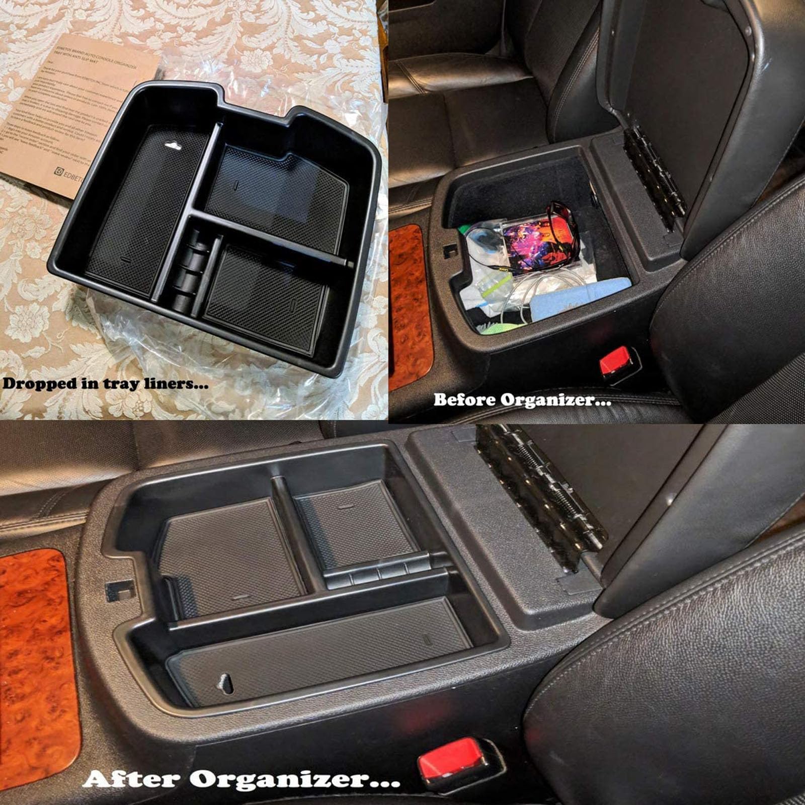 EDBETOS 07-14 Full Size Trucks Center Front Floor Console Compatible with Chevrolet Avalanche Tahoe Silverado Suburban 1500 2500