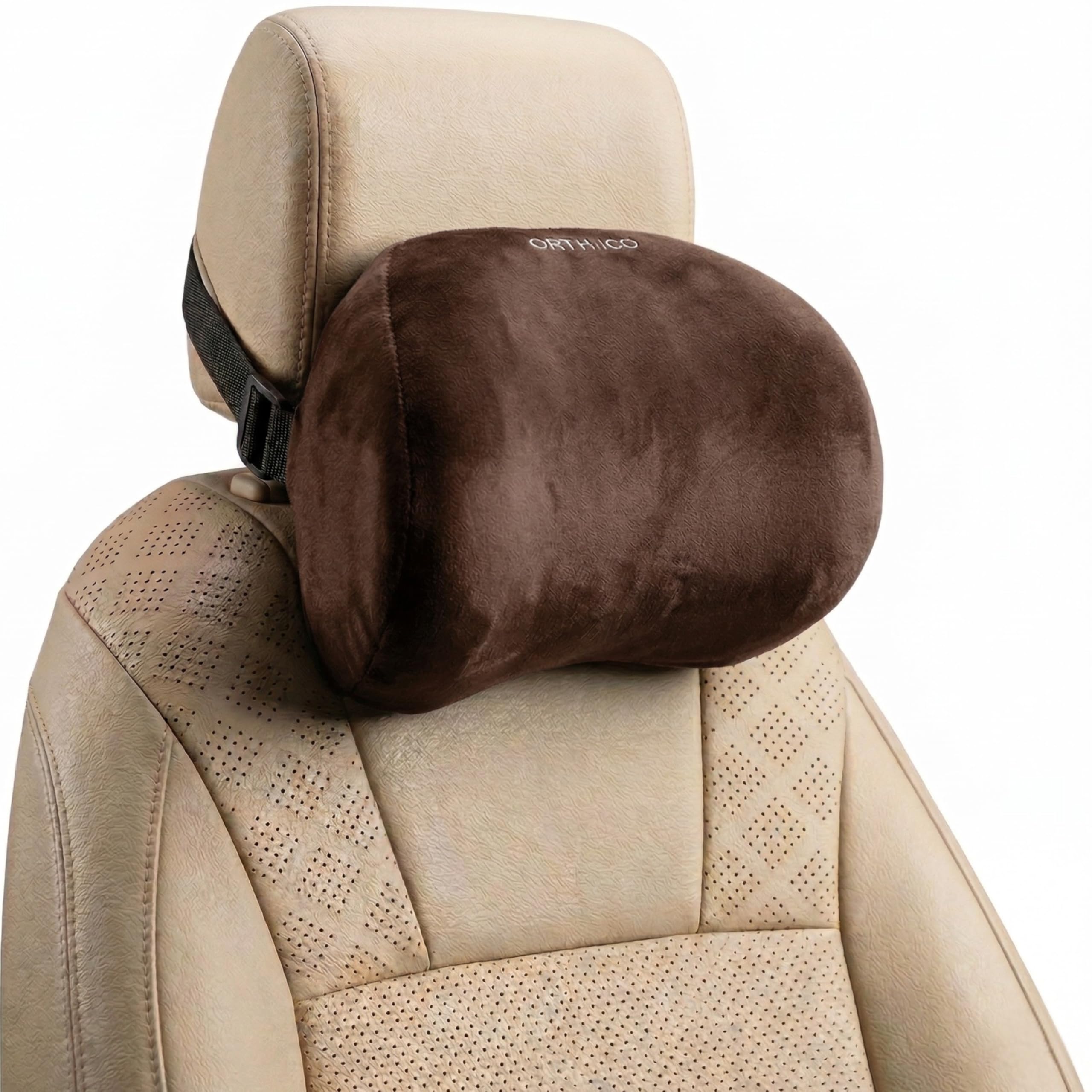 ORTHICO Car Neck Rest Memory Foam Pillow for Car, Brown, Pack of 1