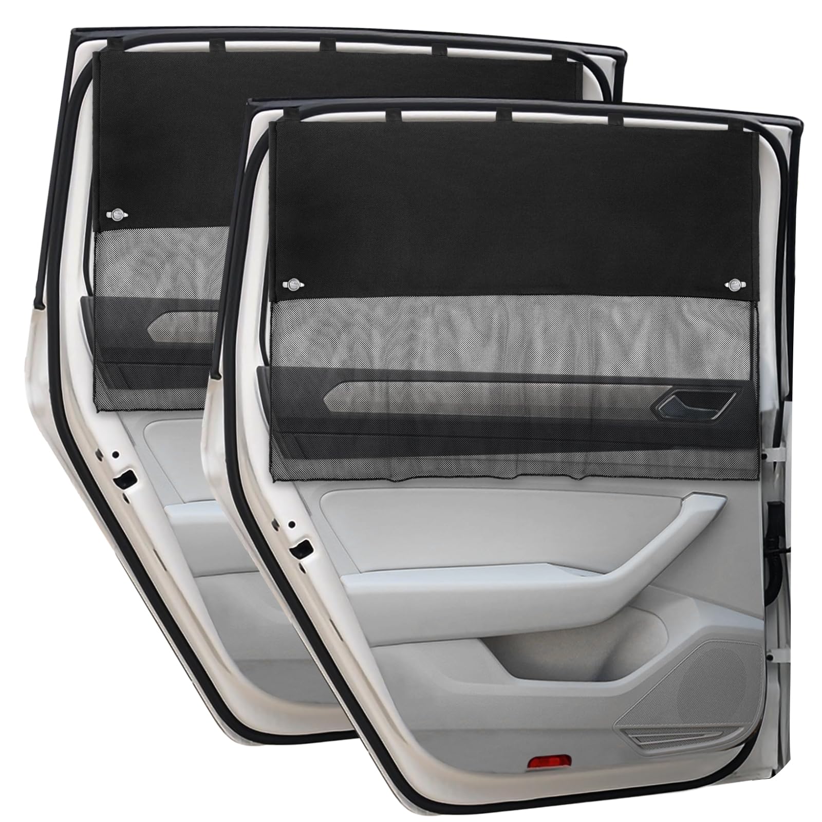 Car Window Shades, 2 Pcs Half Blackout & Half See-Through Magnetic Sun Shade For Rear Window Covers With Fixed Suction Cups,Car