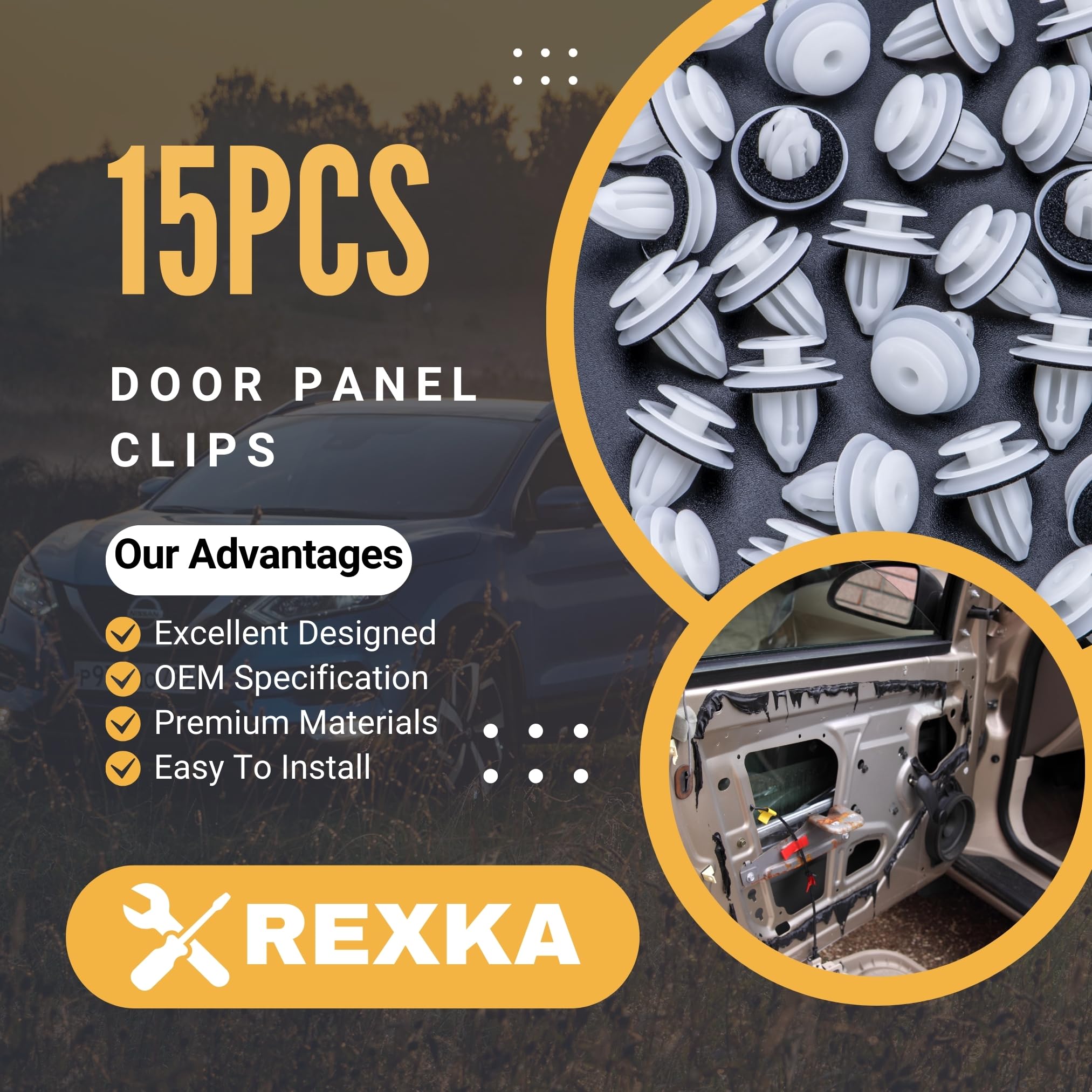 Rexka 15Pcs Door Trim Panel Retainers Clips Compatible With Lexus Toyota 90467-A0005 Camry, Fj Cruiser, High Lander, Rav4, 4-Run