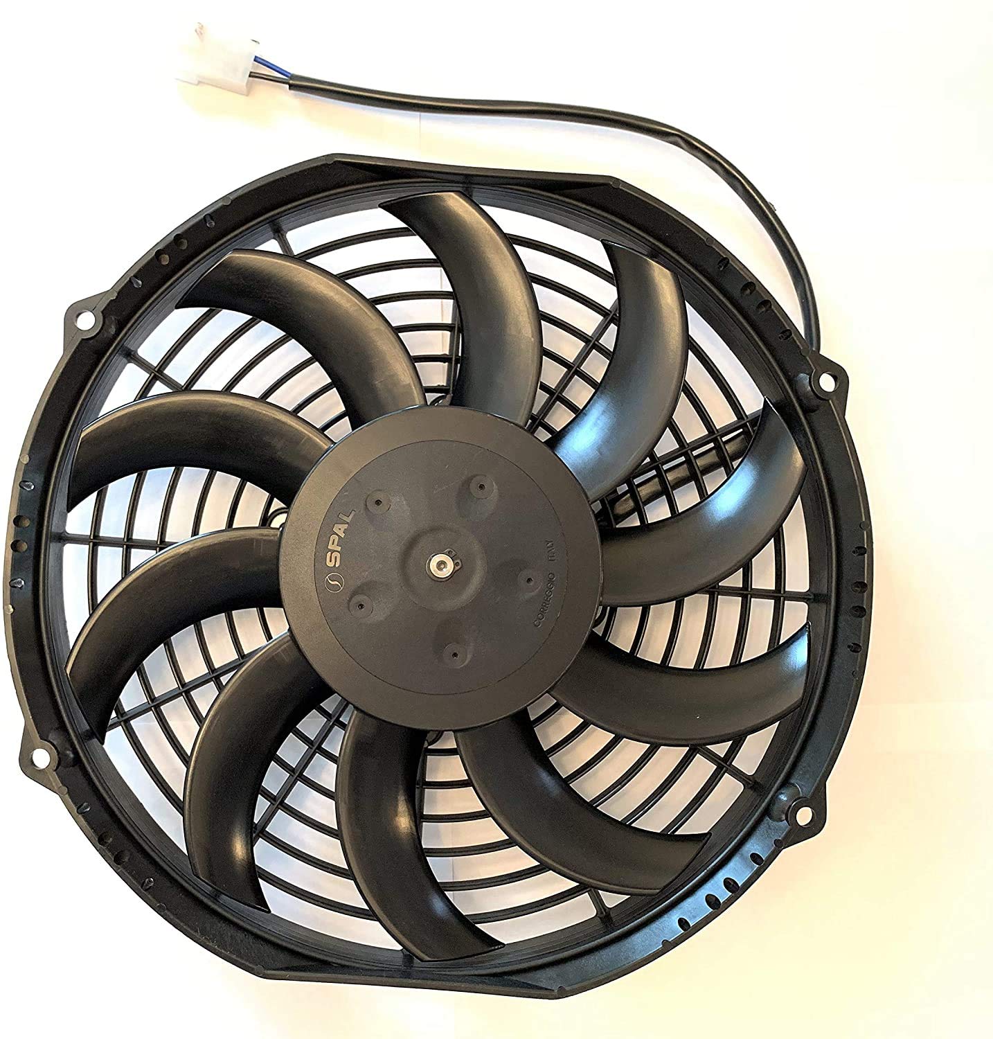 Spal 10'' Low-Profile Fan Puller, Curved Blades, 12V, 802 CFM, Black, Model VA11-AP7/C-57A