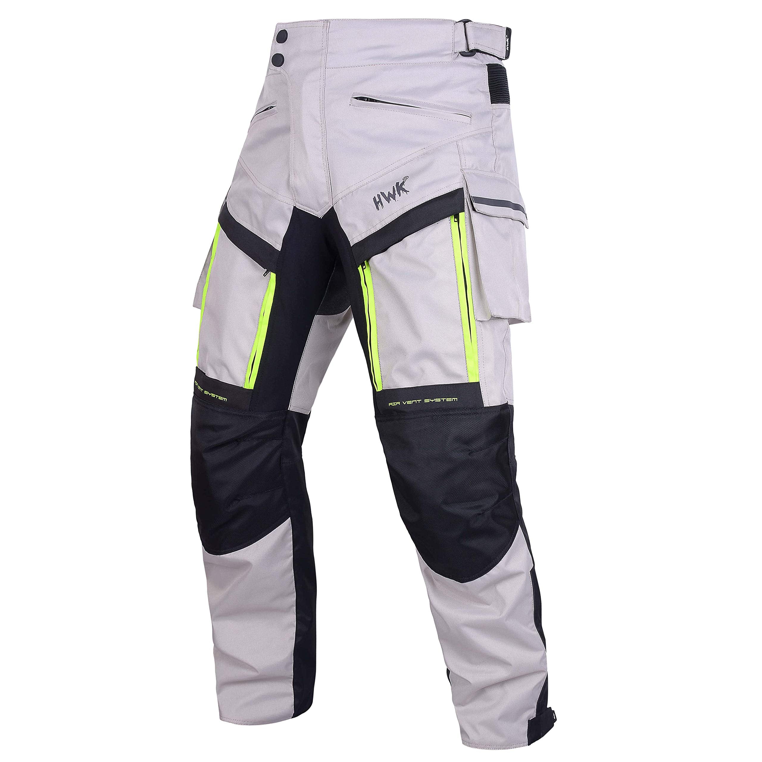 HWK Waterproof Motorcycle Cargo Pants, Durable Motorcycle Riding Pants with CE Armor and Multiple Pockets, Machine Washable Hi-V