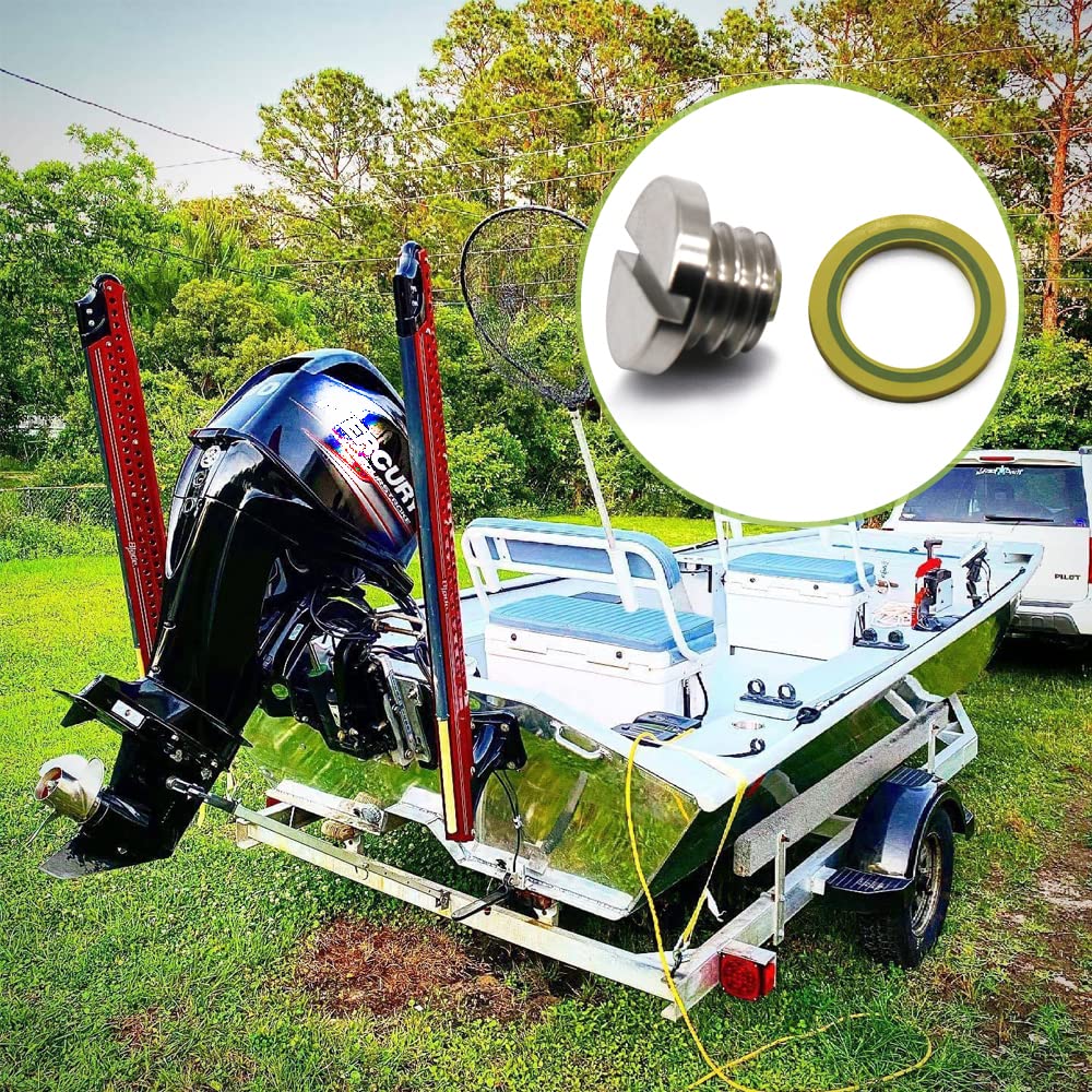 Lower Drain Plugs, Lower Unit Oil Drain Plug Gearcase Screw & Gasket for Mercury40 50 60 70 75 90115HP/Mercruiser Bravo/Alpha1Ge
