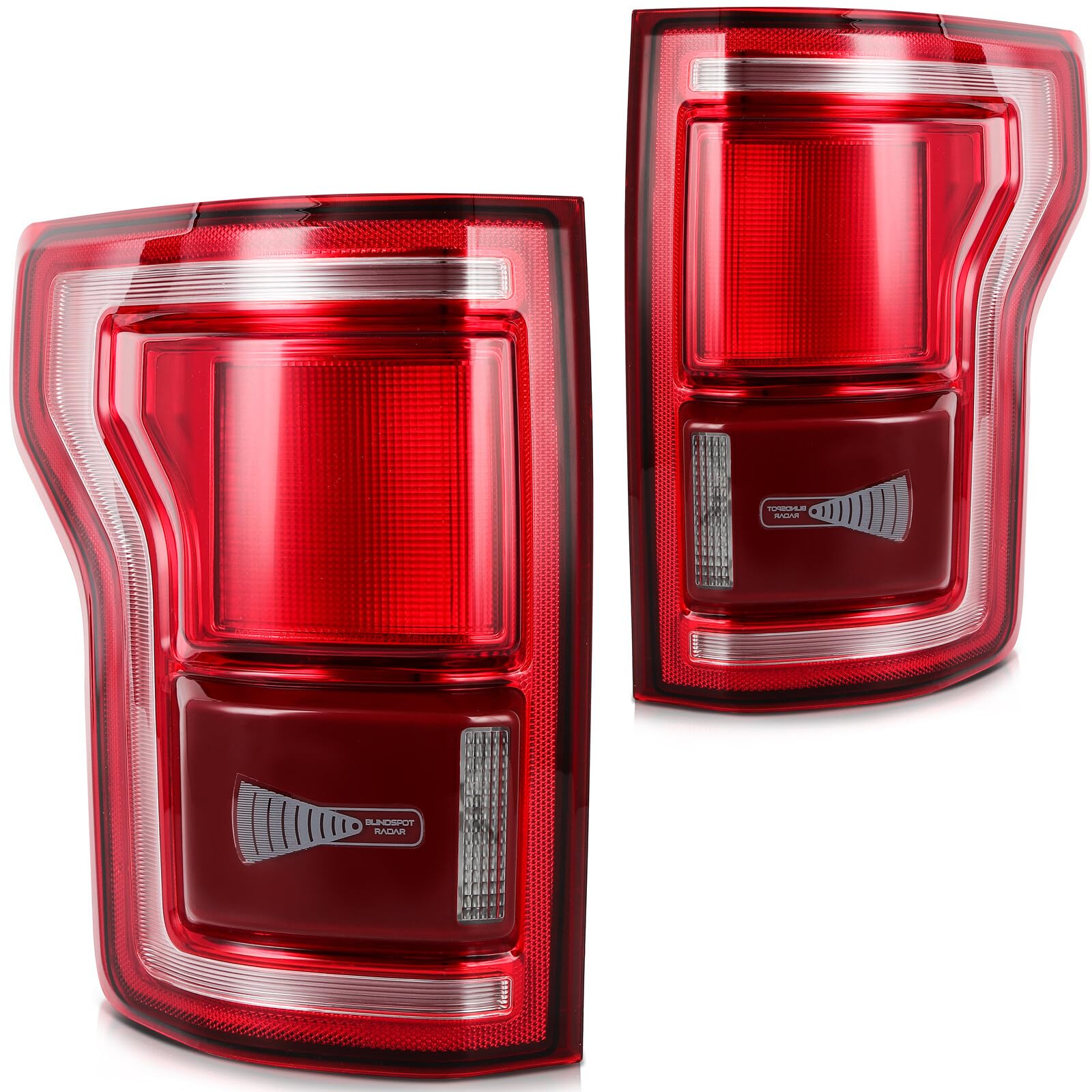 LBRST Tail Light Assembly Fit 2015-2017 for F-150 Driver & Passenger Side Tail Light Black Housing Red Lens FL3Z13405A-PFM