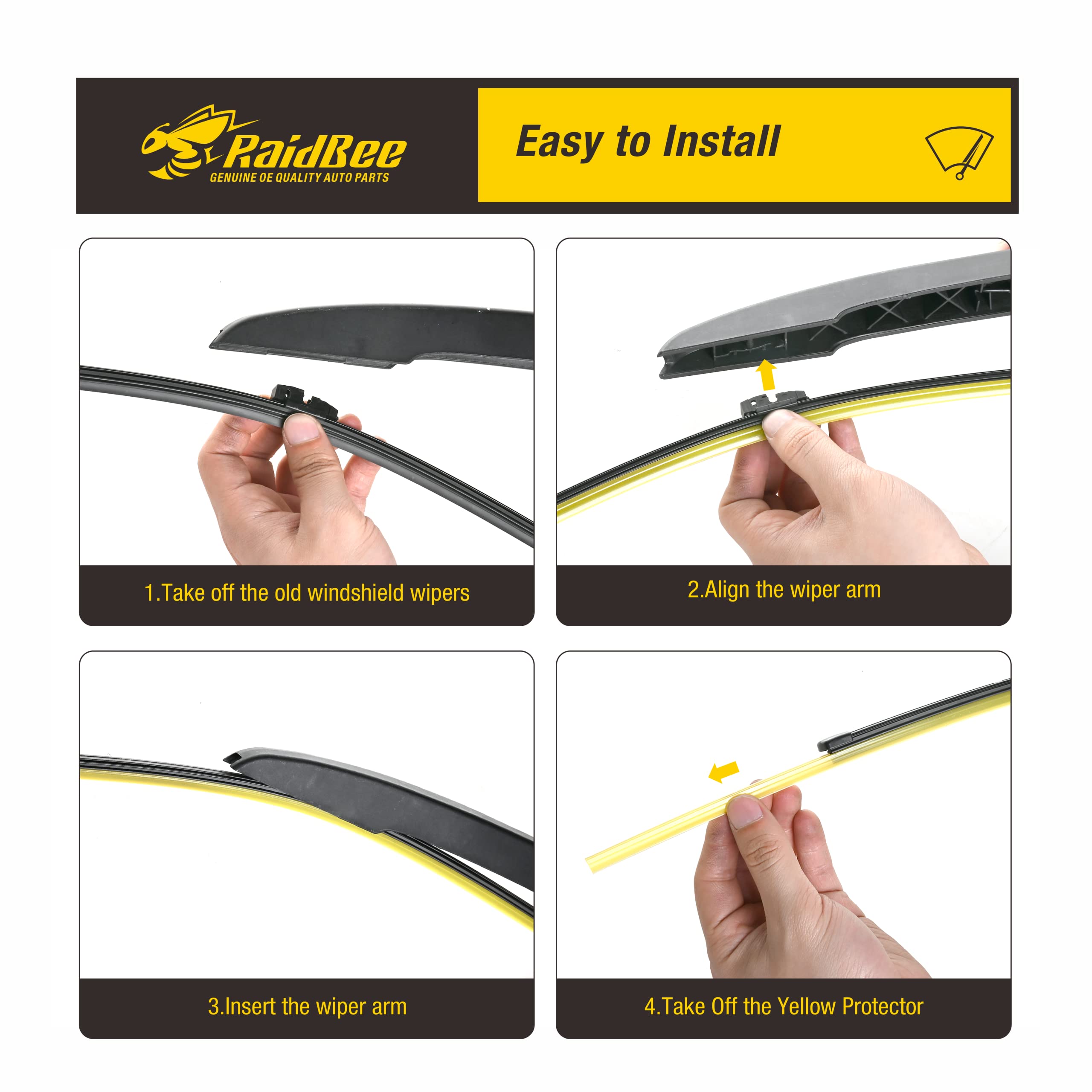 Raidbee Oem Windshield Wipers Blades Replacement For Ford Escape 2013-2019 Front & Rear Wipers Front And Rear Windshield Wipers