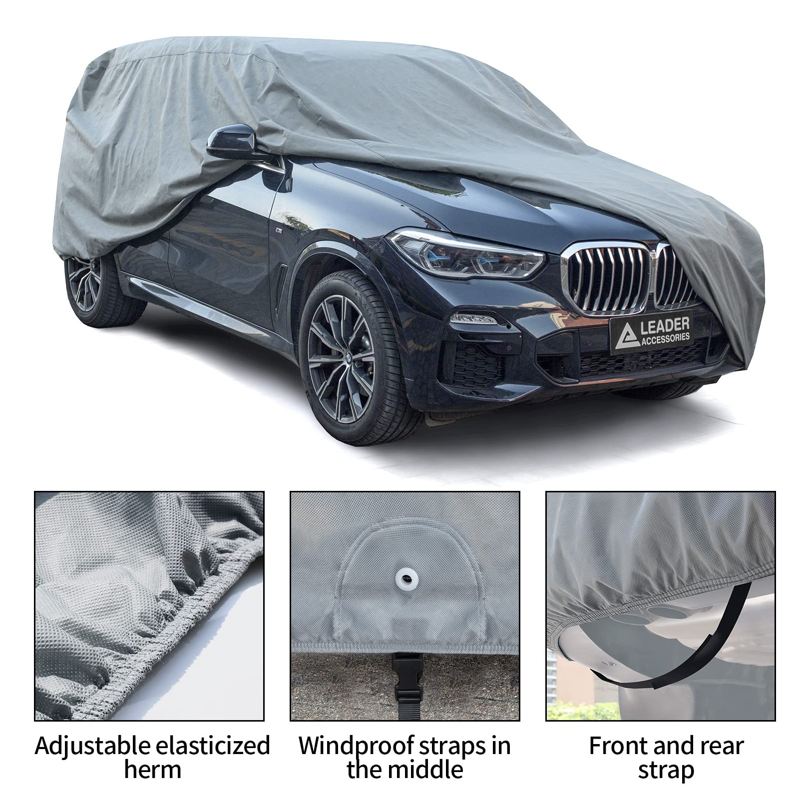 Leader Accessories Suv Car Covers For Automobiles All-Weather Limited Waterproof, Breathable Full-Exterior Covers For Indoor And Outdoor Use, Fits 207-230