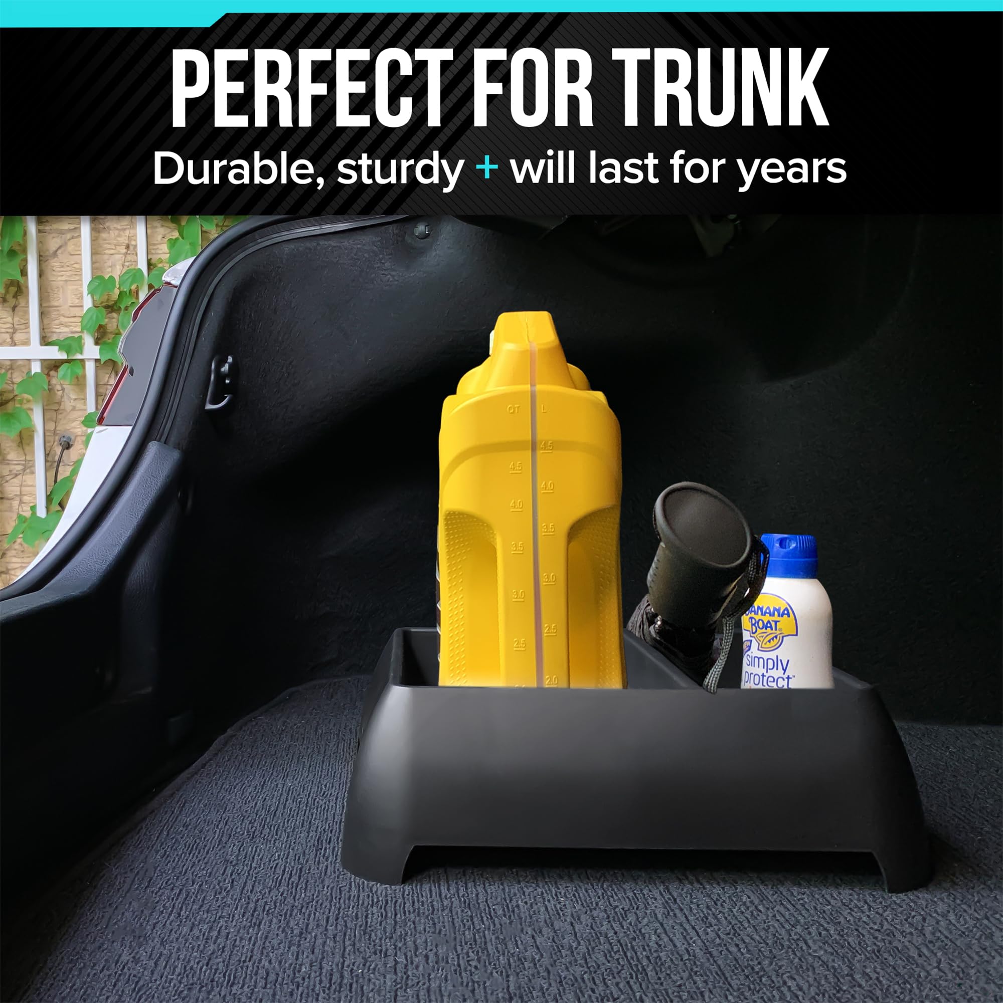Moblorg Heavy Duty Storage Organizer - Recycled Plastic, 13.75"x12"x4.5", Black, Model 2180113-1 for Vehicle Trunk, Garage, Under Sink