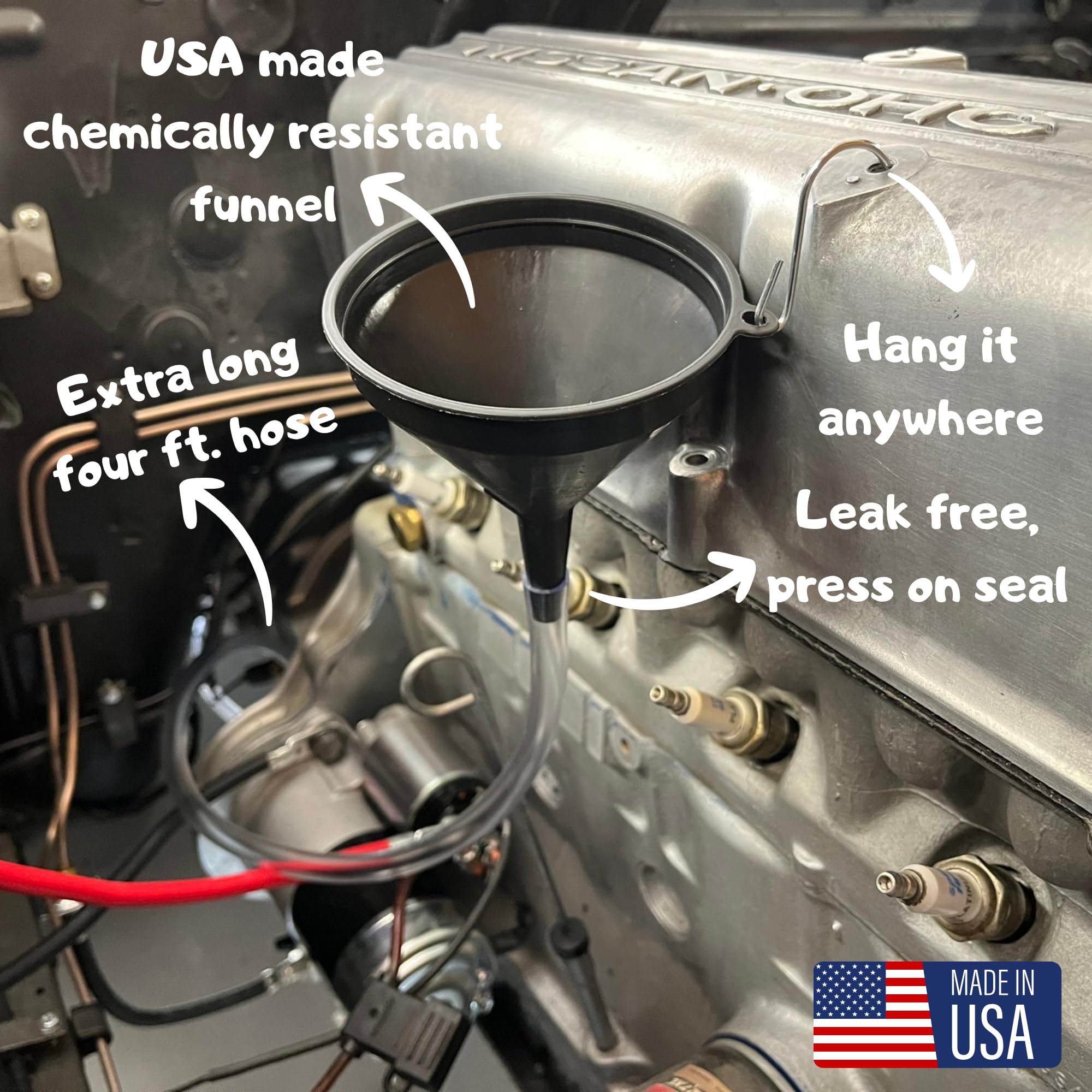 Transmission Funnel with 4 Foot Clear Tubing - Made in USA - Perfect for Hard to Reach Places, No More Mess