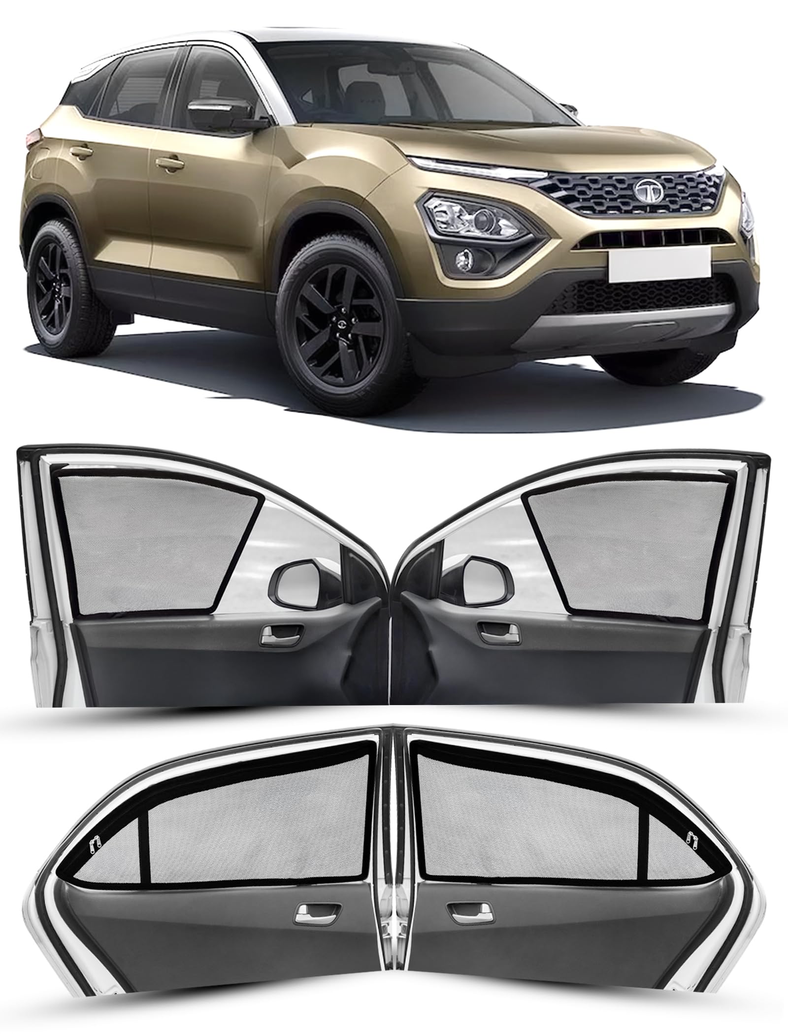 Autofact Magnetic Car Sunshades Compatible with Tata Harrier (Set of 4)  Easy Installation, UV Protection, Keeps Car Cool (Fron