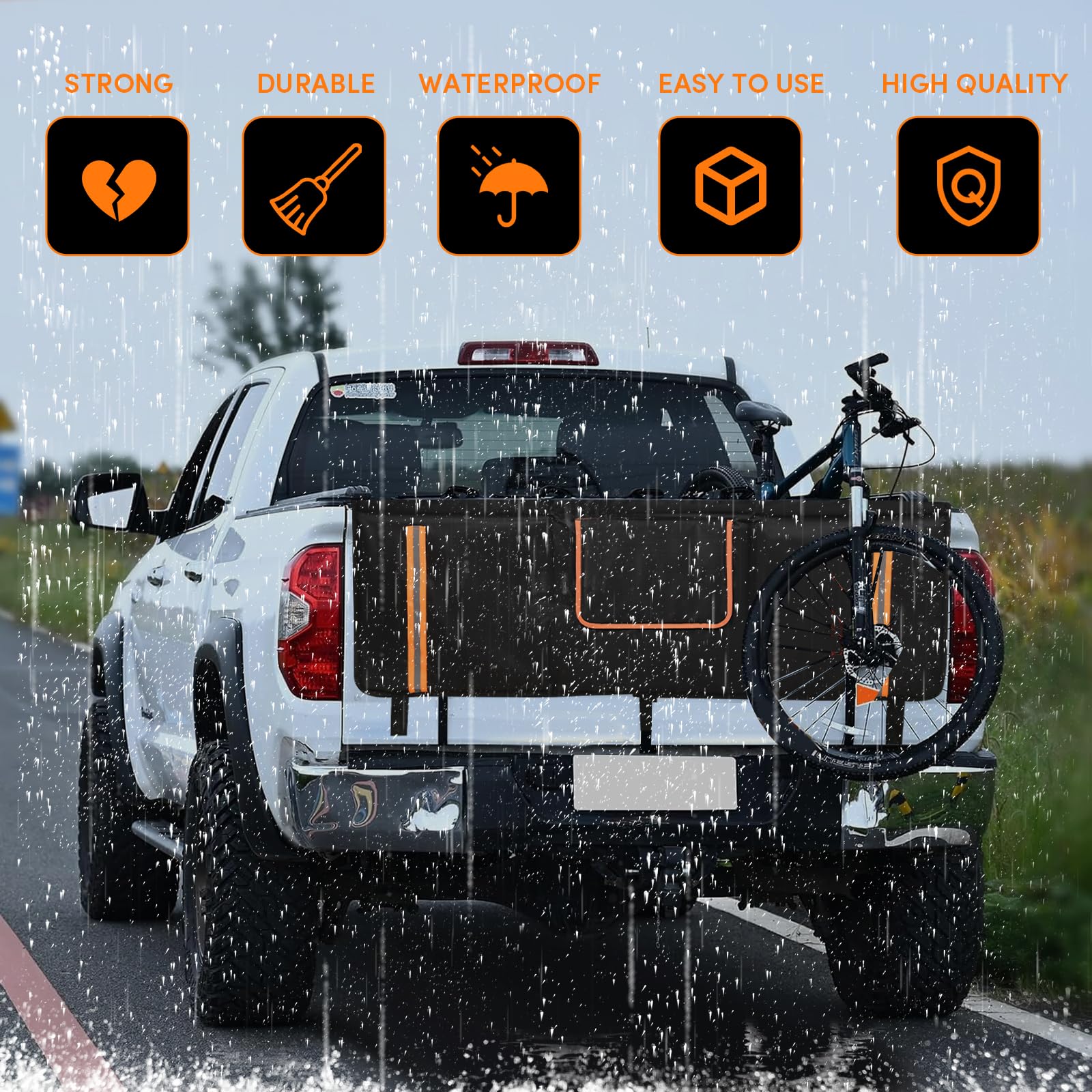 Oulisen Tailgate Pad for Mountain Bike Truck Tailgate Pad with Tool Pocket, Bike Tailgate Protection Pad for Trucks, 52 Inch Tai
