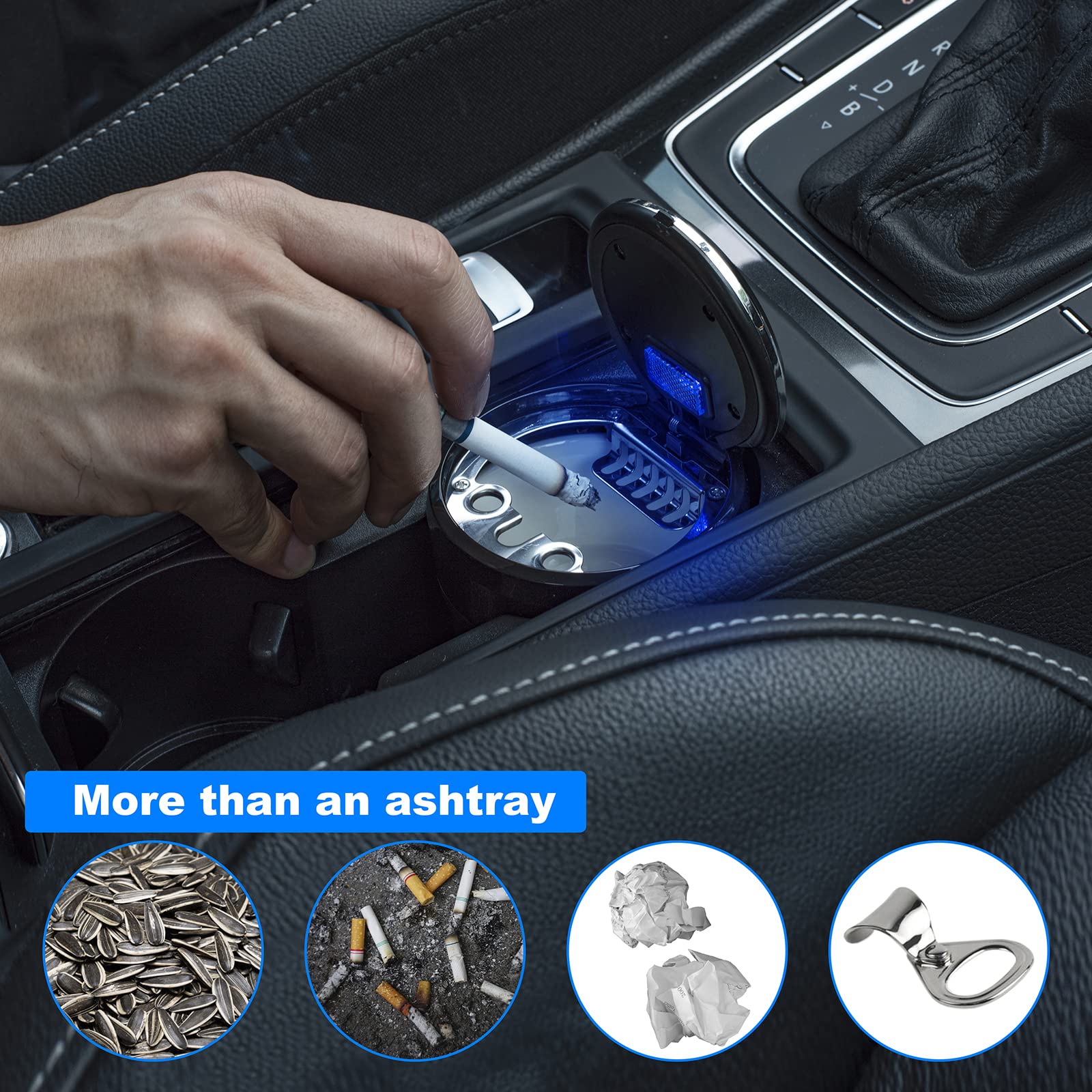 Solarxia Car Mini Ashtray With Lid Easy Clean Up Detachable Auto Ashtray For Most Car Cup Holder Home Office