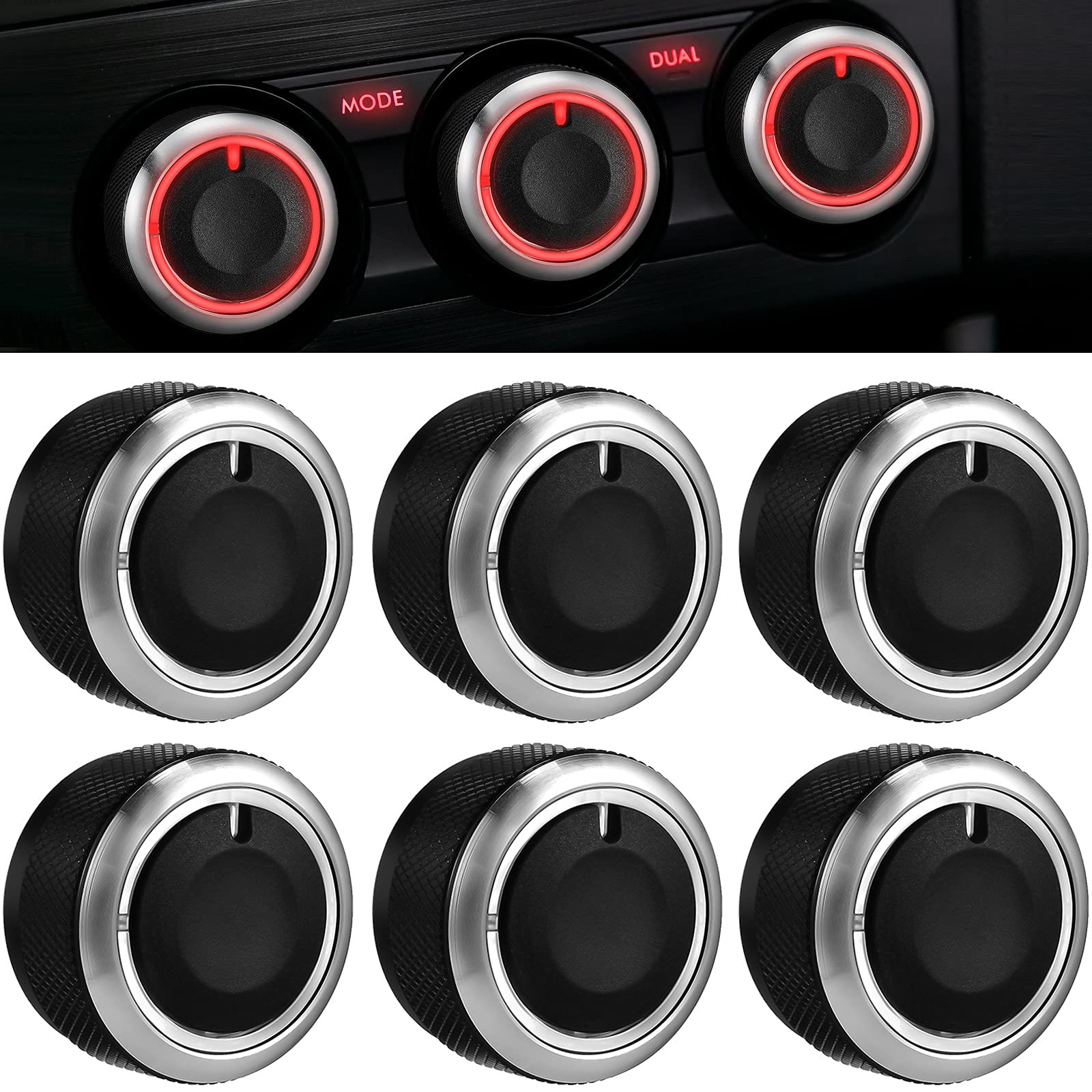Frienda 6 Pcs Climate Ac Heater Control Knob Blower Fan Control Knob Replacement Ac Switch Heater Blower Fan Button Compatible w