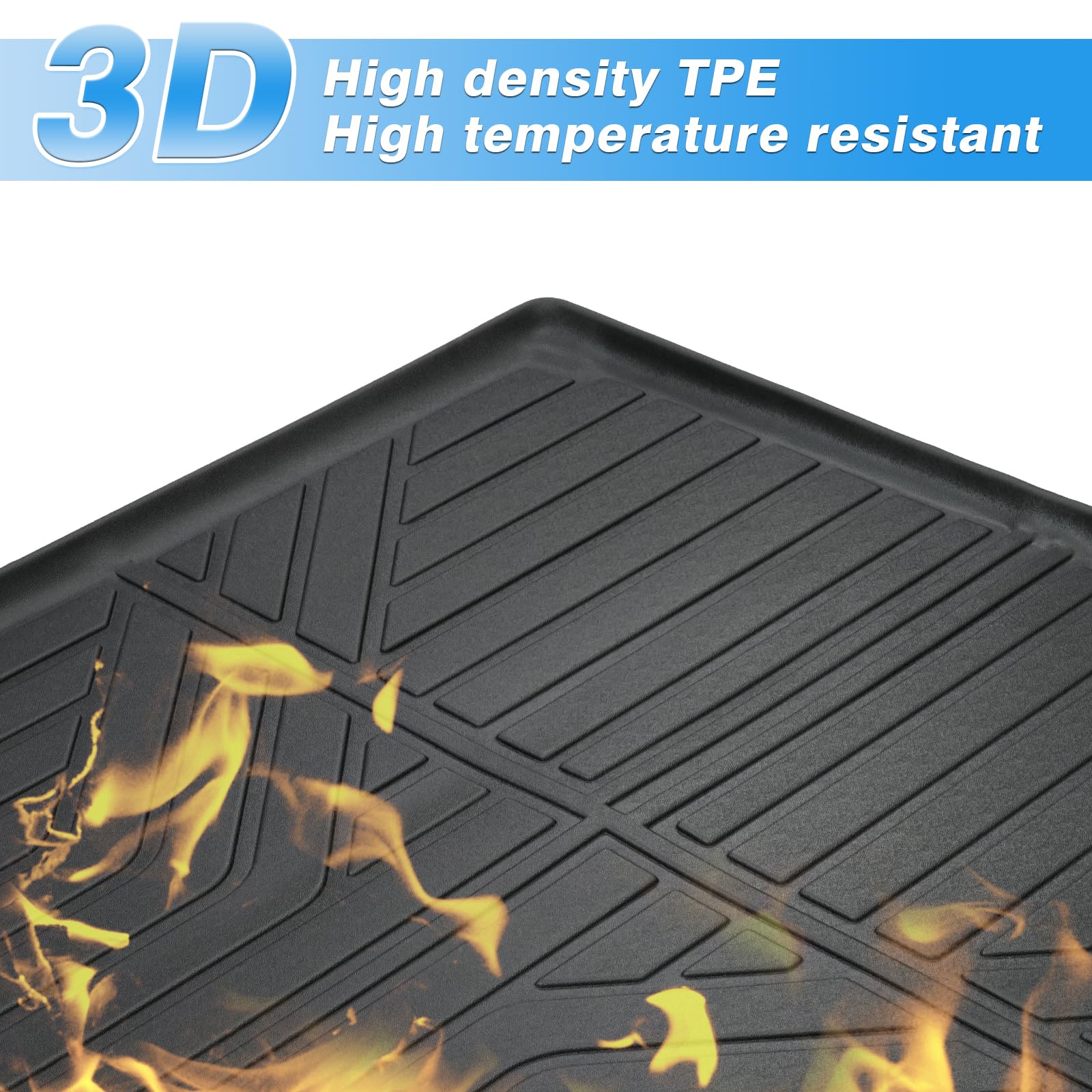 Powerty Trunk Mat For 2018-2023 2024 2025 Chevrolet Chevy Traverse Accessories Cargo Mats Tpe All Weather Cargo Liner Heavy-Duty