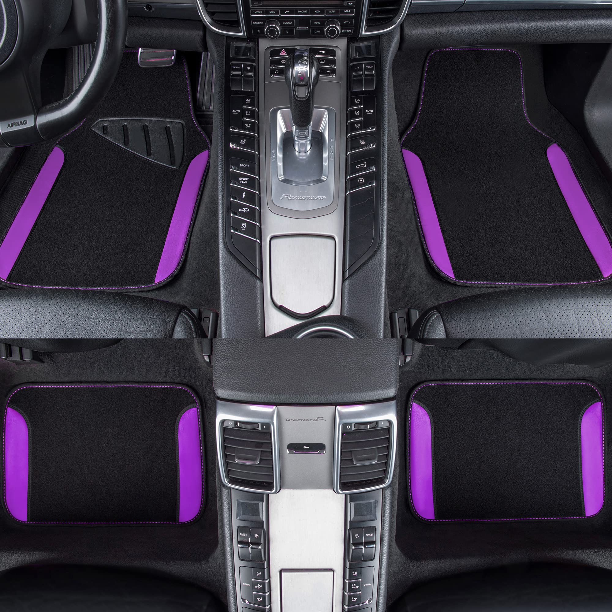 Car Pass Waterproof Universal Fit Car Floor Mats, Faux Leather Car Carpet Mats With Anti-Slip Nibbs Backing & Driver Heel Pad Fi