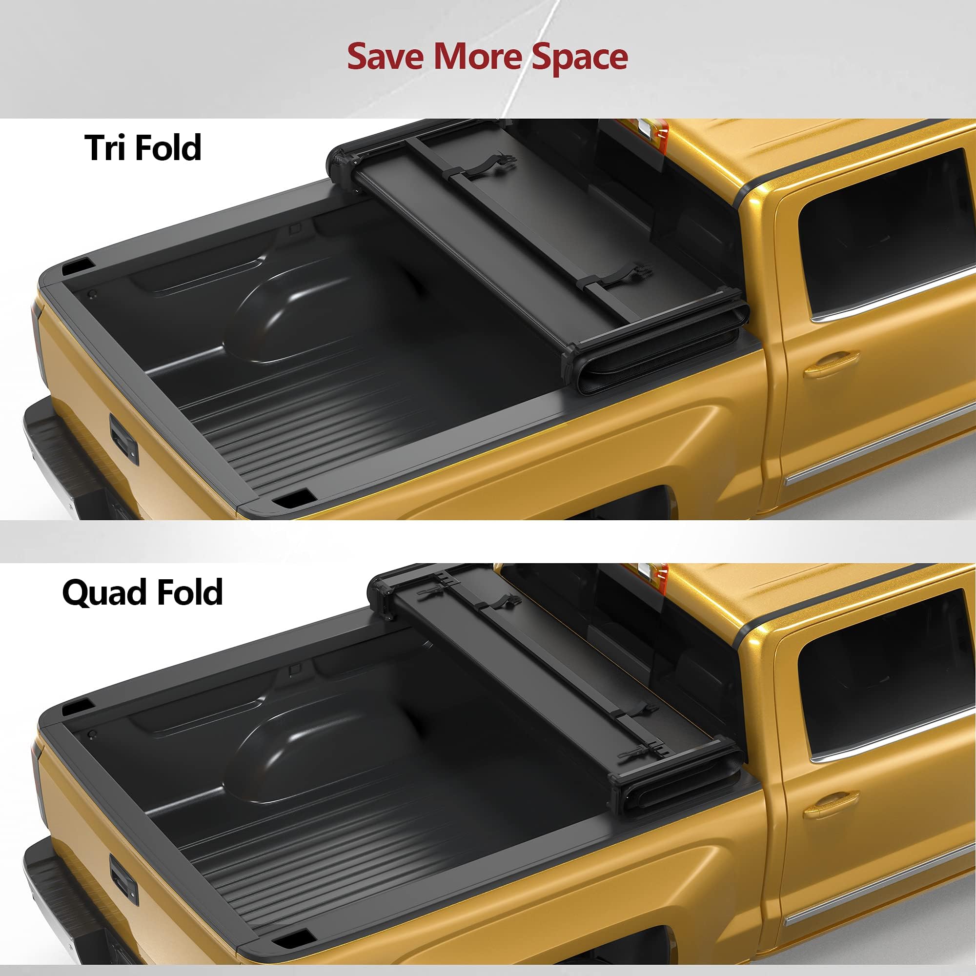 Yitamotor Soft Quad Fold Truck Bed Tonneau Cover Compatible With 2009-2014 Ford F150 F-150, Styleside 5.5 Ft Bed