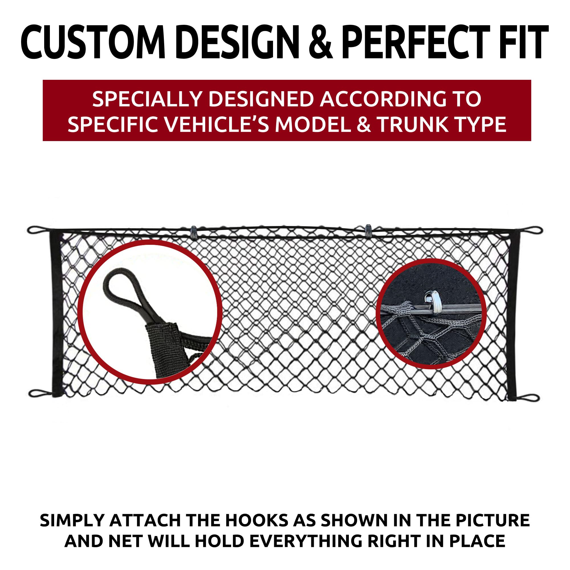 Trunk Envelope Style Mesh Cargo Net For Toyota Camry 2018-2022- Car Accessories - Premium Trunk Organizer And Storage - Cargo Net For Sedan - Vehicle Carrier Organizer For Toyota Camry