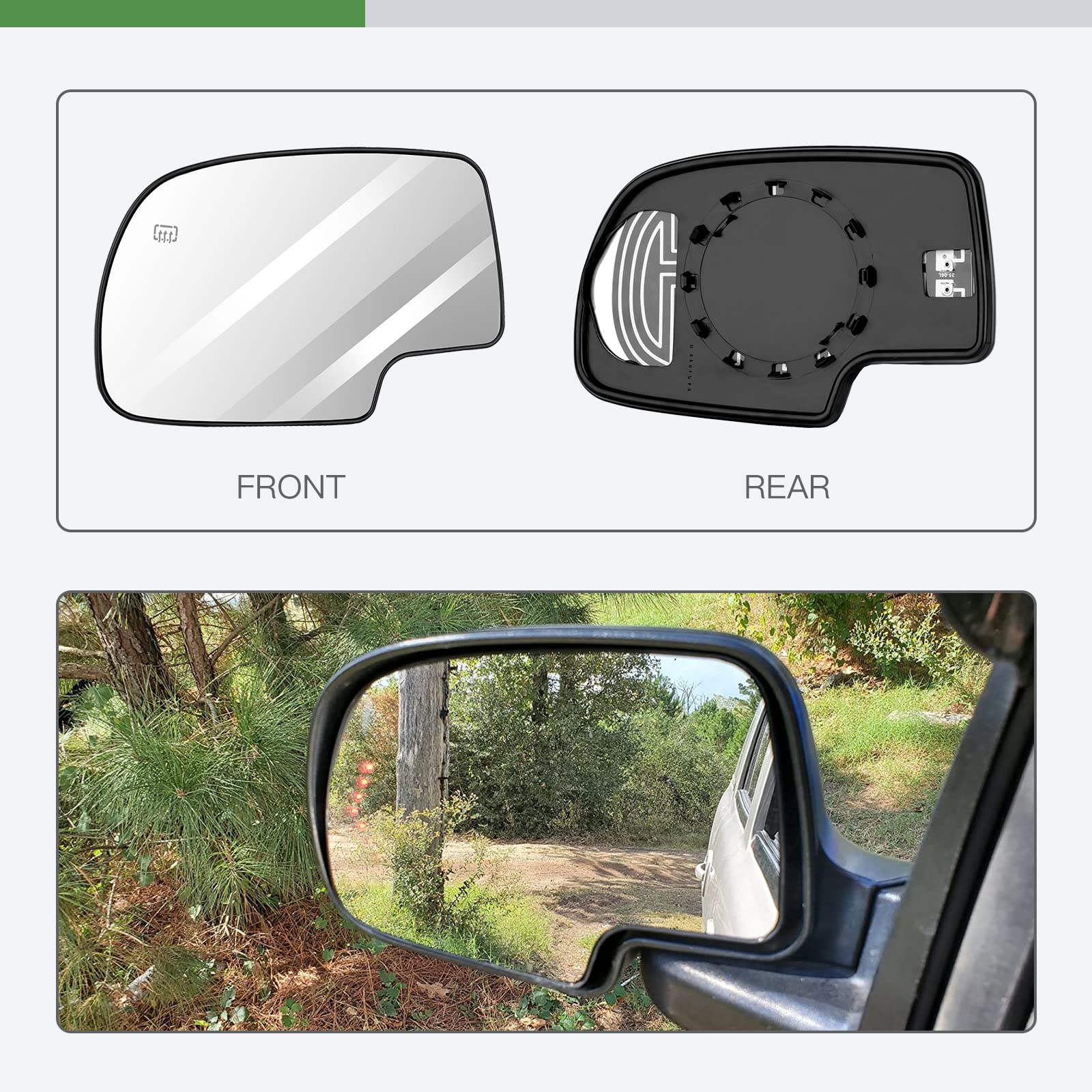 Scitoo Exterior Mirror Replacement Glass,Fit For Chevy Exterior Accessories Mirrors Glass Fit 03-07 For Chevy For Gmc Silverado Sierra 1500/2500 Hd/3500 Classic Models With Power Heated (Pair)