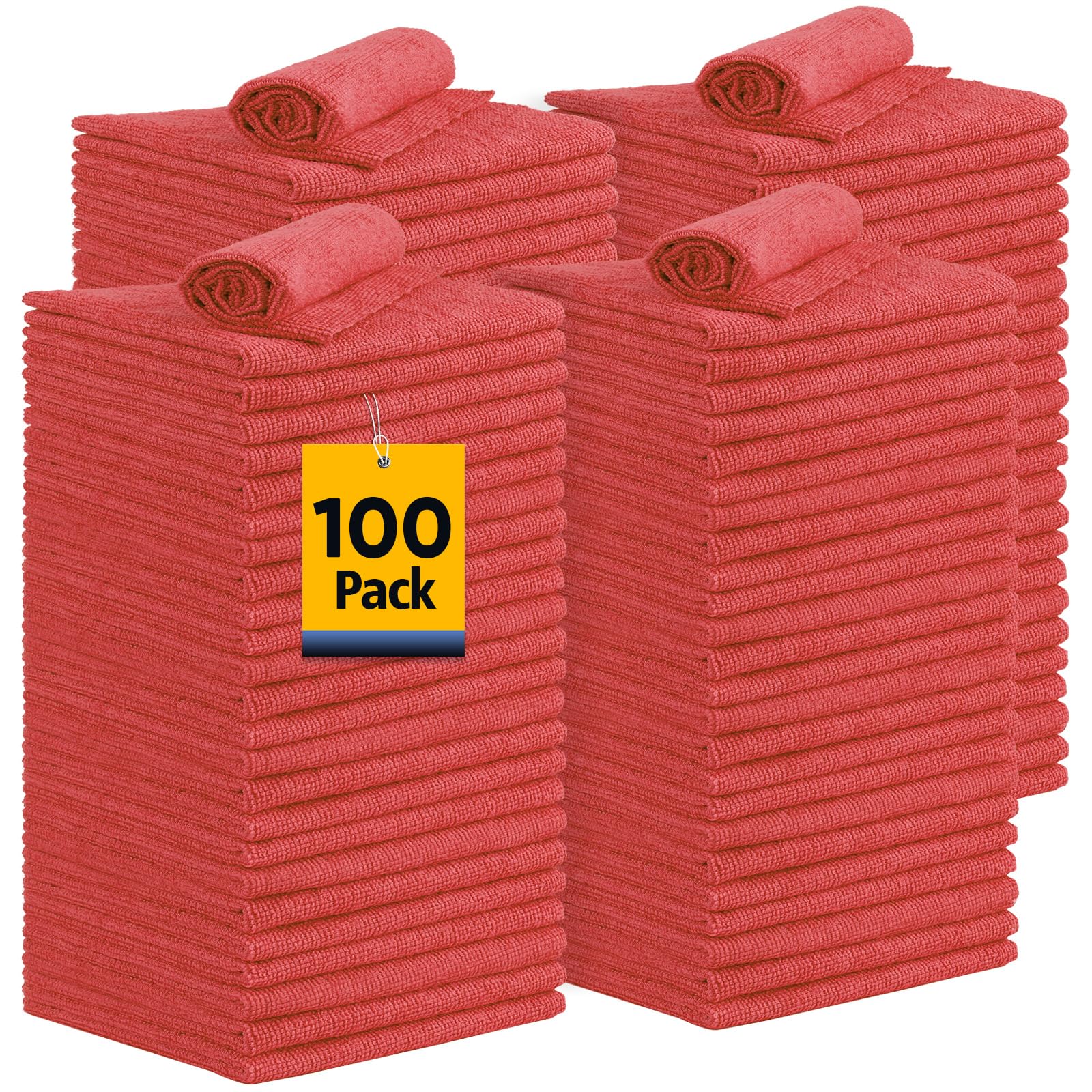 Unimade Shop Towels, 100 Pack Commercial Grade Shop Rags Microfiber Towels For Cars Cleaning Rags Bulk Cleaning Cloth For Automo