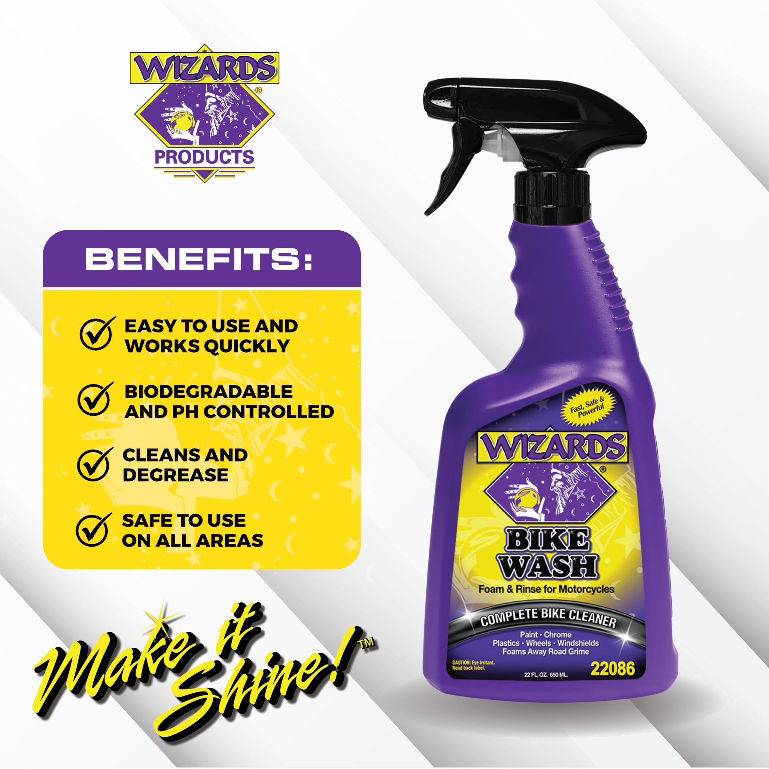Wizards Motorcycle Cleaning Kit - 66 Fl Oz, Silicone, Quick Detailer Spray, Bug Remover, Portable 5 pc Set, Model 72005