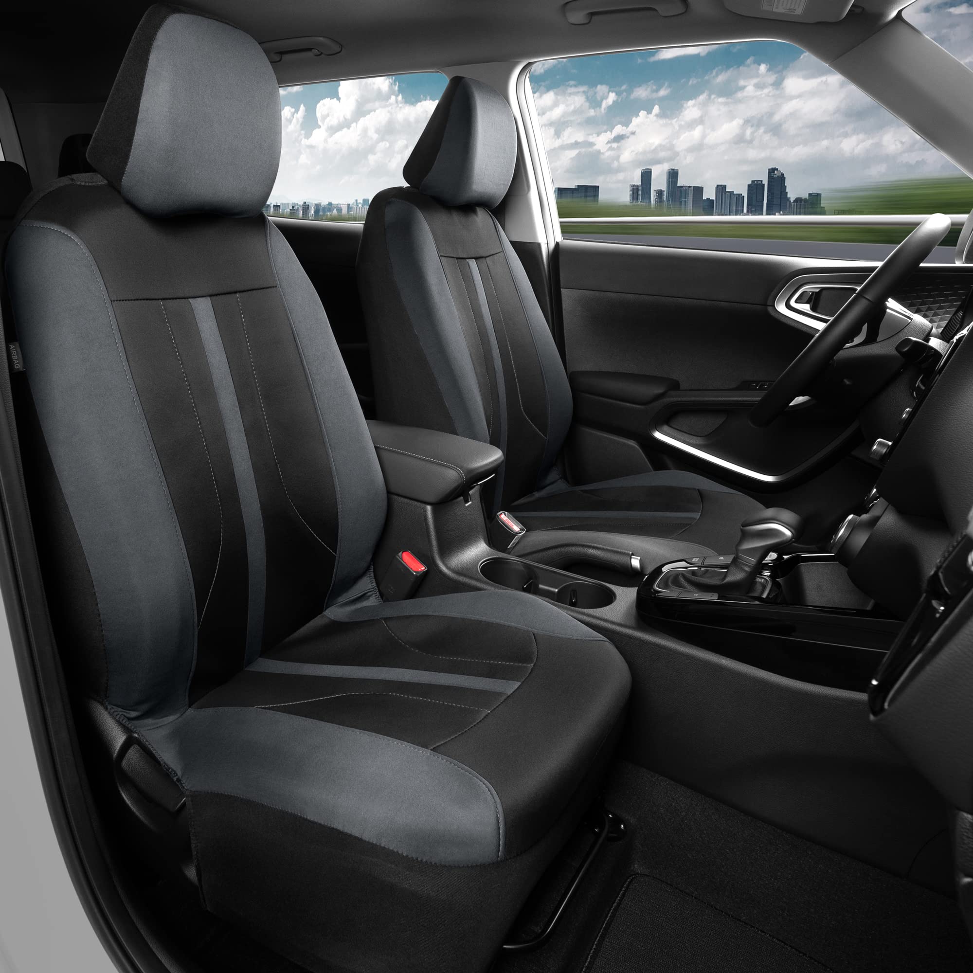 Motor Trend Gray Cloth Front Seat Covers - Premium Bucket Seat Covers For Vehicles With Removable Headrests, Car, Truck, Van And