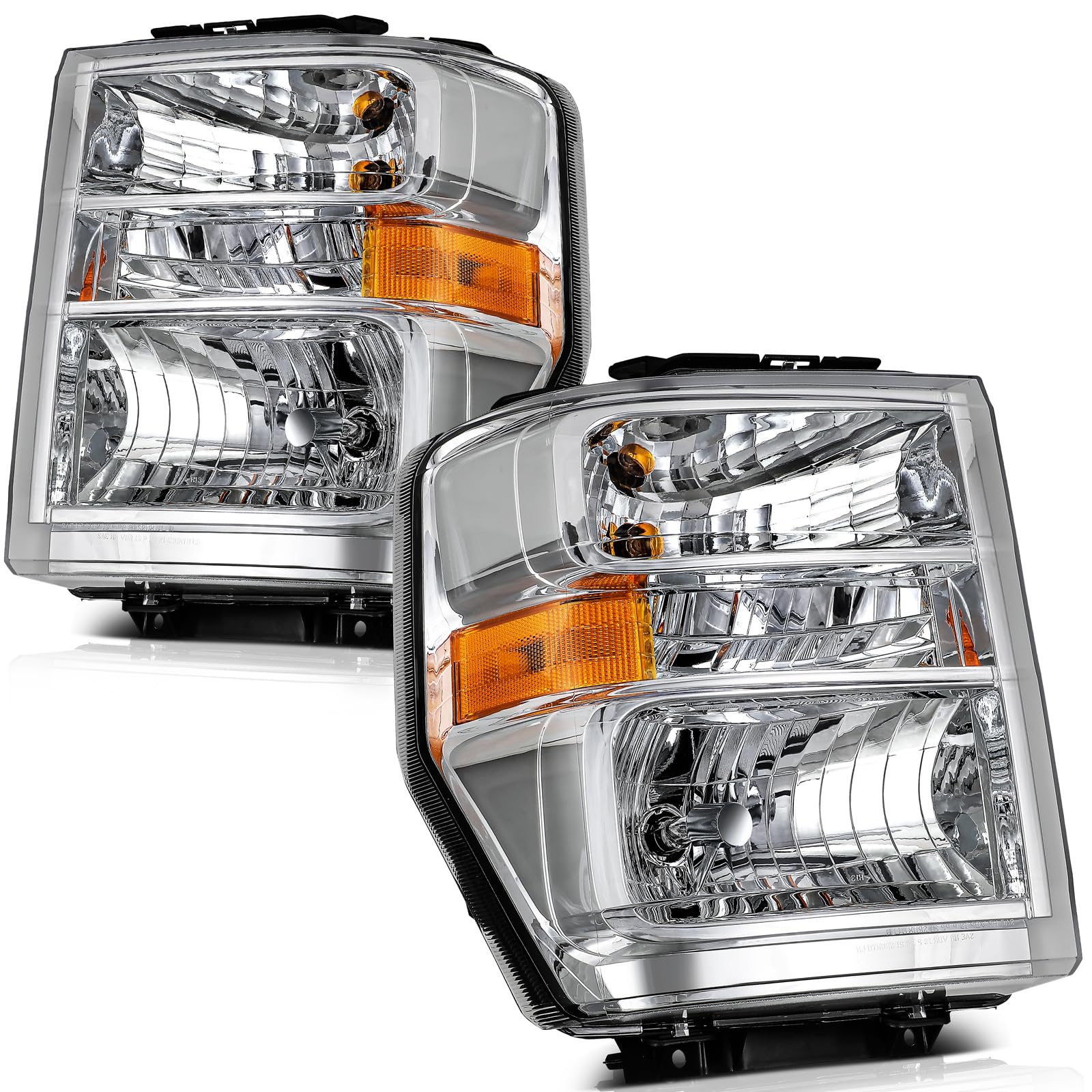 LBRST Headlights Fit 2008-2014 for E-150/250, 2008-2021 for E-350/450 Super Duty Driver & Passenger Side Headlight Assembly Chro