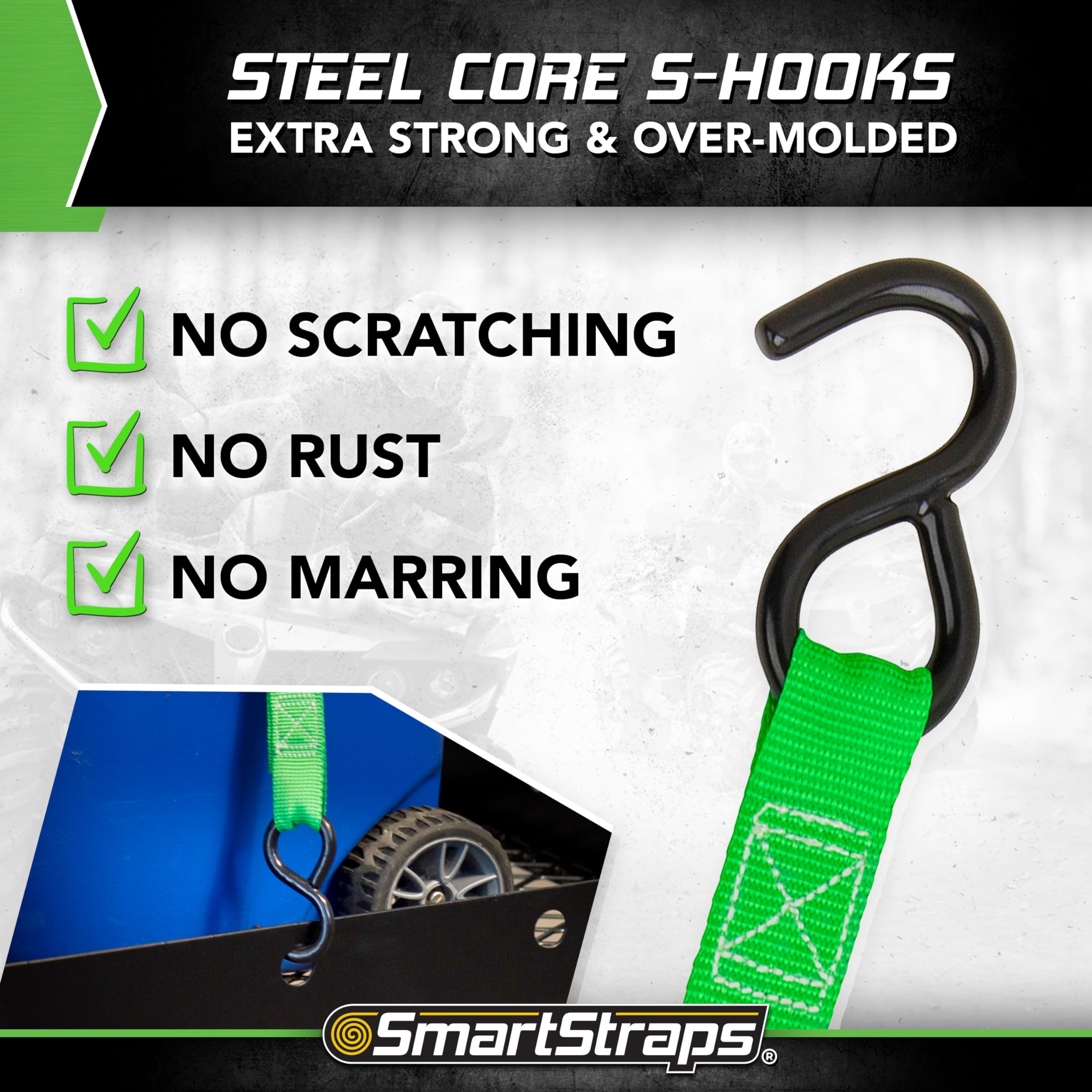 Smartstraps 6 Cambuckle Tie Down, 2 Pack - Standard Duty Tie-Down Ratchet Straps - 1,200Lb Break Strength, 400Lb Safe Work Load