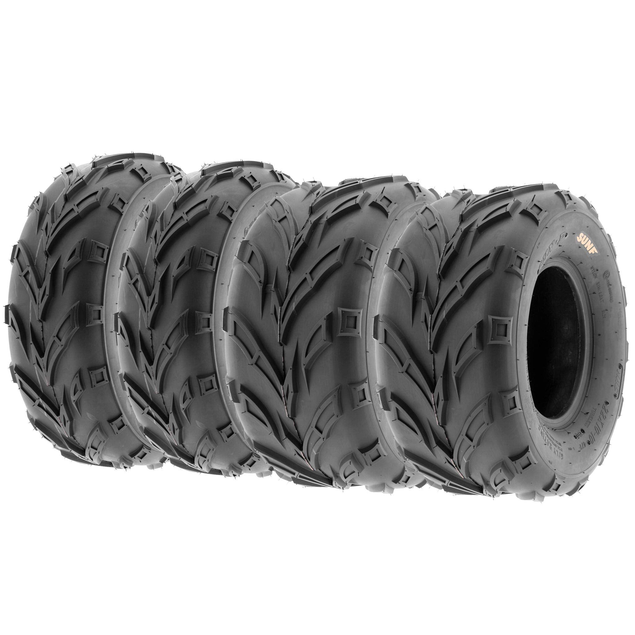 Set of 4 SunF A004 Go-Kart ATV Tires 21x7-10 Front & 20x10-10 Rear, all terrain, 6 PR, Tubeless