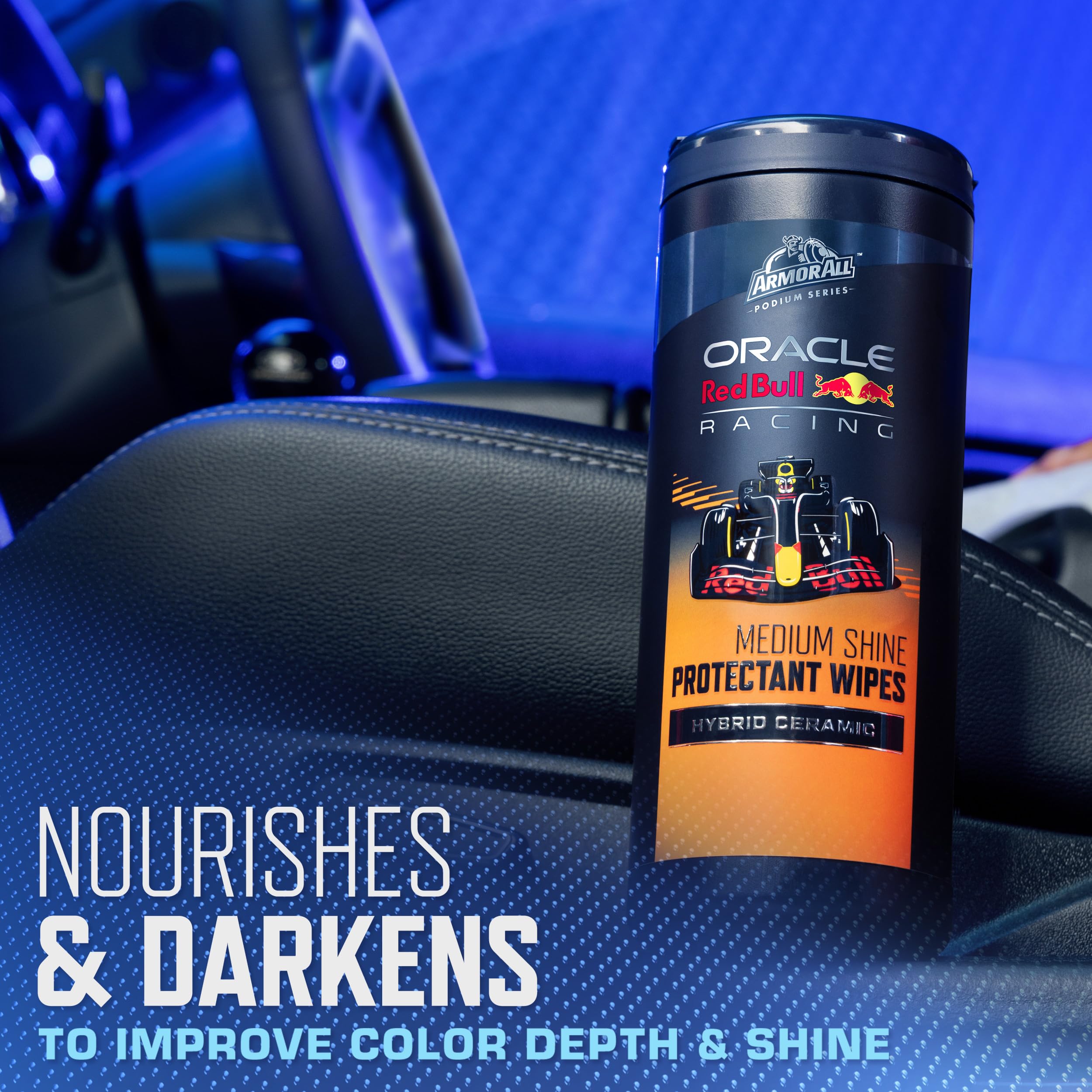 Armor All Podium Series Hybrid Ceramic Medium Shine Protectant Wipes, 25 Count, Interior Car Wipes Developed in Collaboration Wi