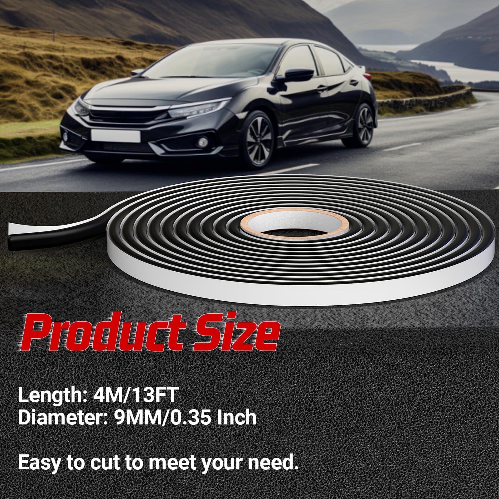 Zxmoto 13Ft Headlight Sealant Retrofit Refit Butyl Rope Rubber Glue Reseal For Car Headlamps Window Door Windshield (1 Piece)