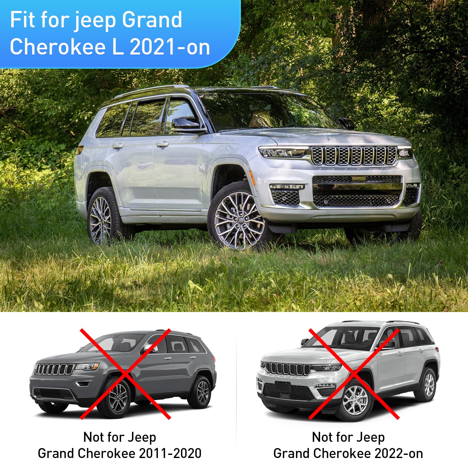 Nilight in Channel Rain Guards for Jeep Grand Cherokee L 2021 2022 2023 2024 Window Deflectors, Vent Window Visors-4PCS