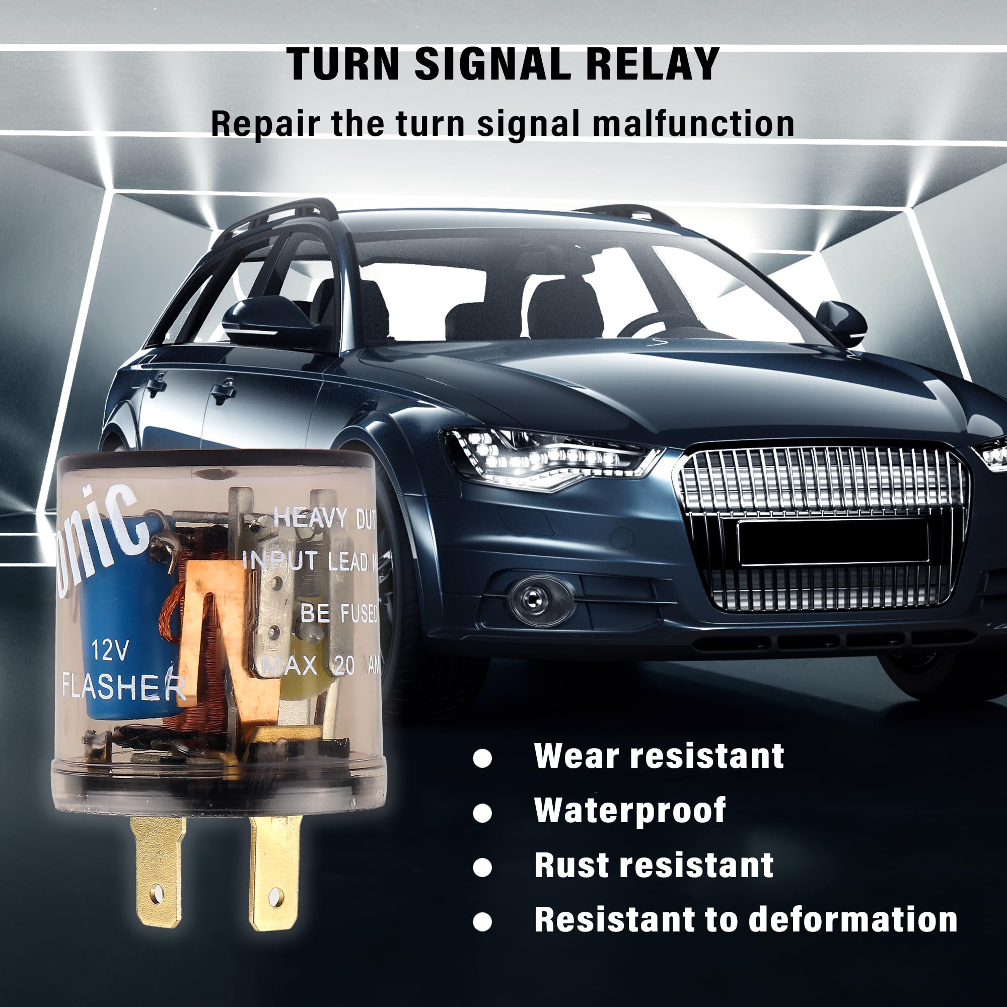 4PCS 12V Flasher Relay,Heavy Duty 2-Pin Turn Signal Relay,Two Prong Round Automotive Relay Only for Fixing Halogen Bulb Frequent