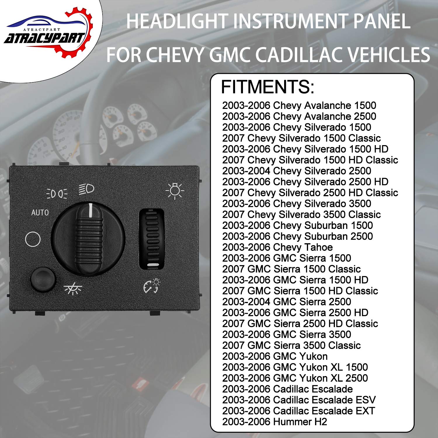 Headlight Switch & Fog Light Switch | Replacement For 2003-2007 Chevy Silverado Suburban Tahoe Avalanche Gmc Sierra Yukon Cadill