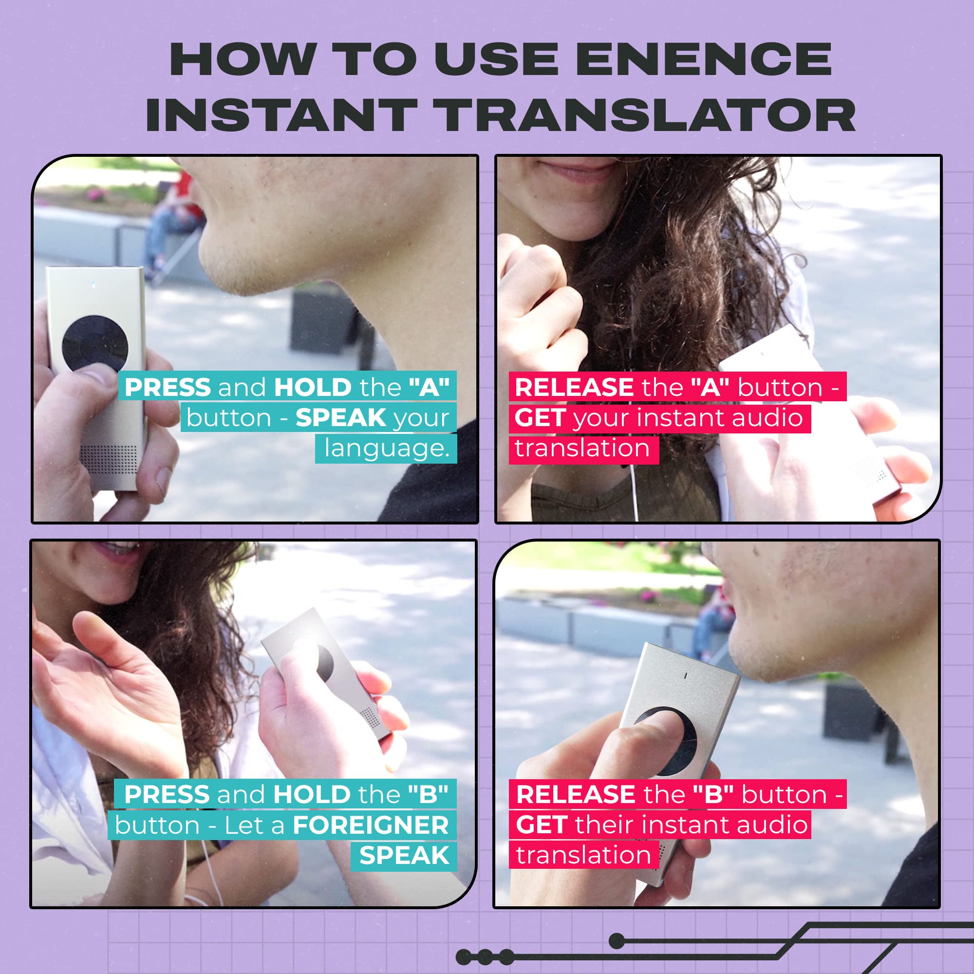 Enence Muama Enence Instant Two-Way Translator - Portable, Real-time Translation in 36 Languages for Travel & Business Communications