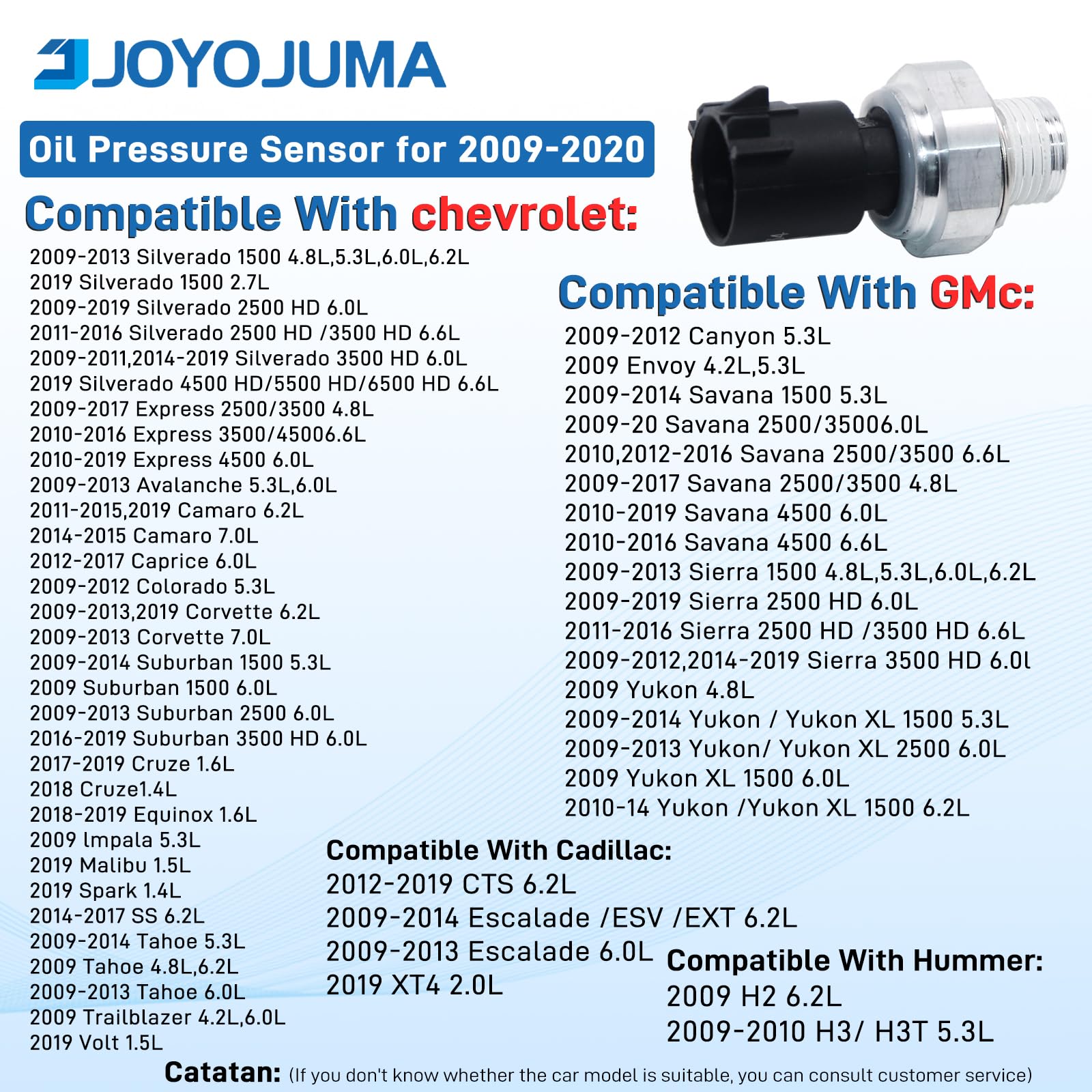 12673134 Oil Pressure Sensor for Chevrolet Silverado 1500 2500 Suburban Buick Chevy Express Avalanche Camaro Tahoe Colorado Equi
