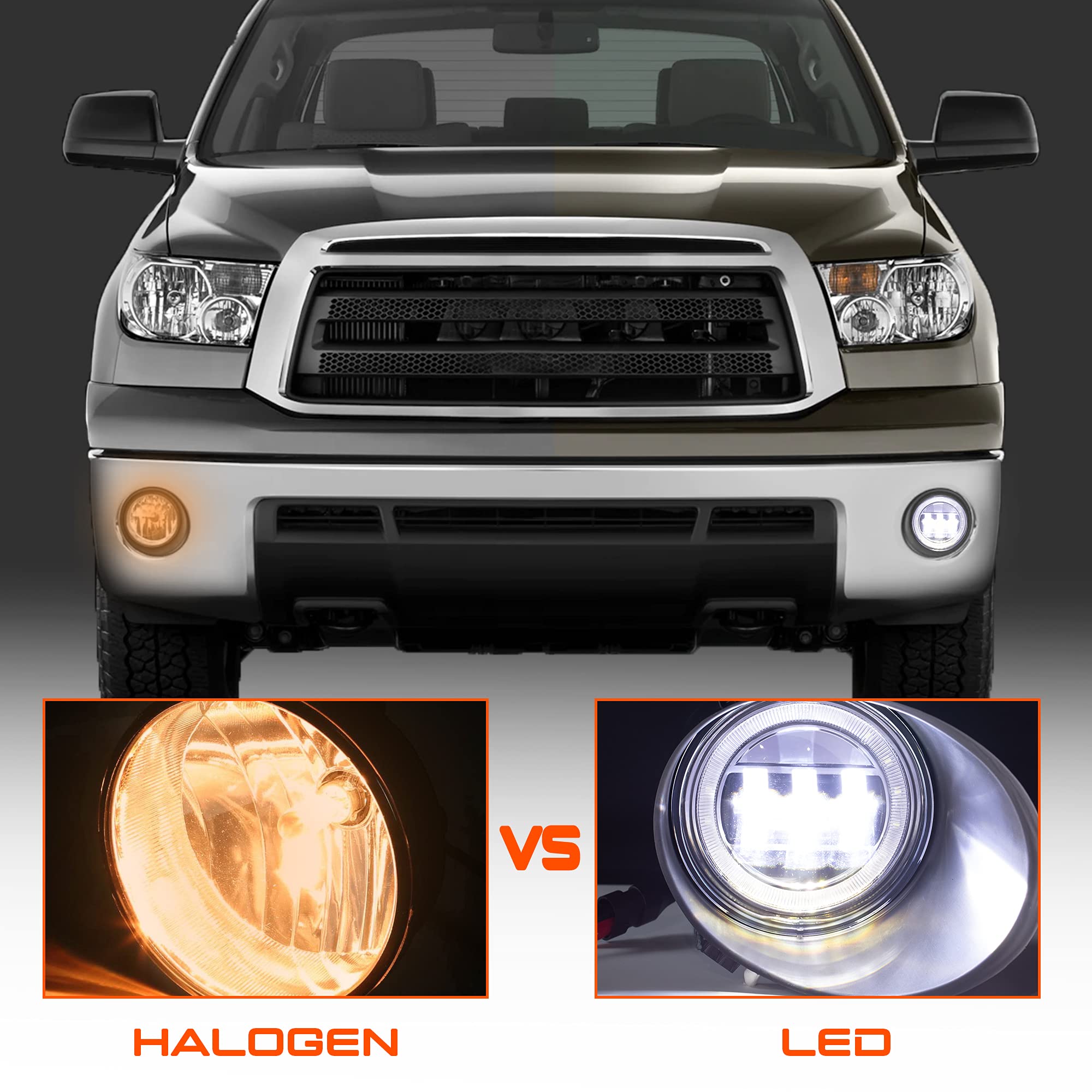 Drfg Led Fog Lights With Daytime Running Lights Compatible For Toyota Tundra 2007 2008 2009 2010 2011 2012 2013, Sequoia 2008-20