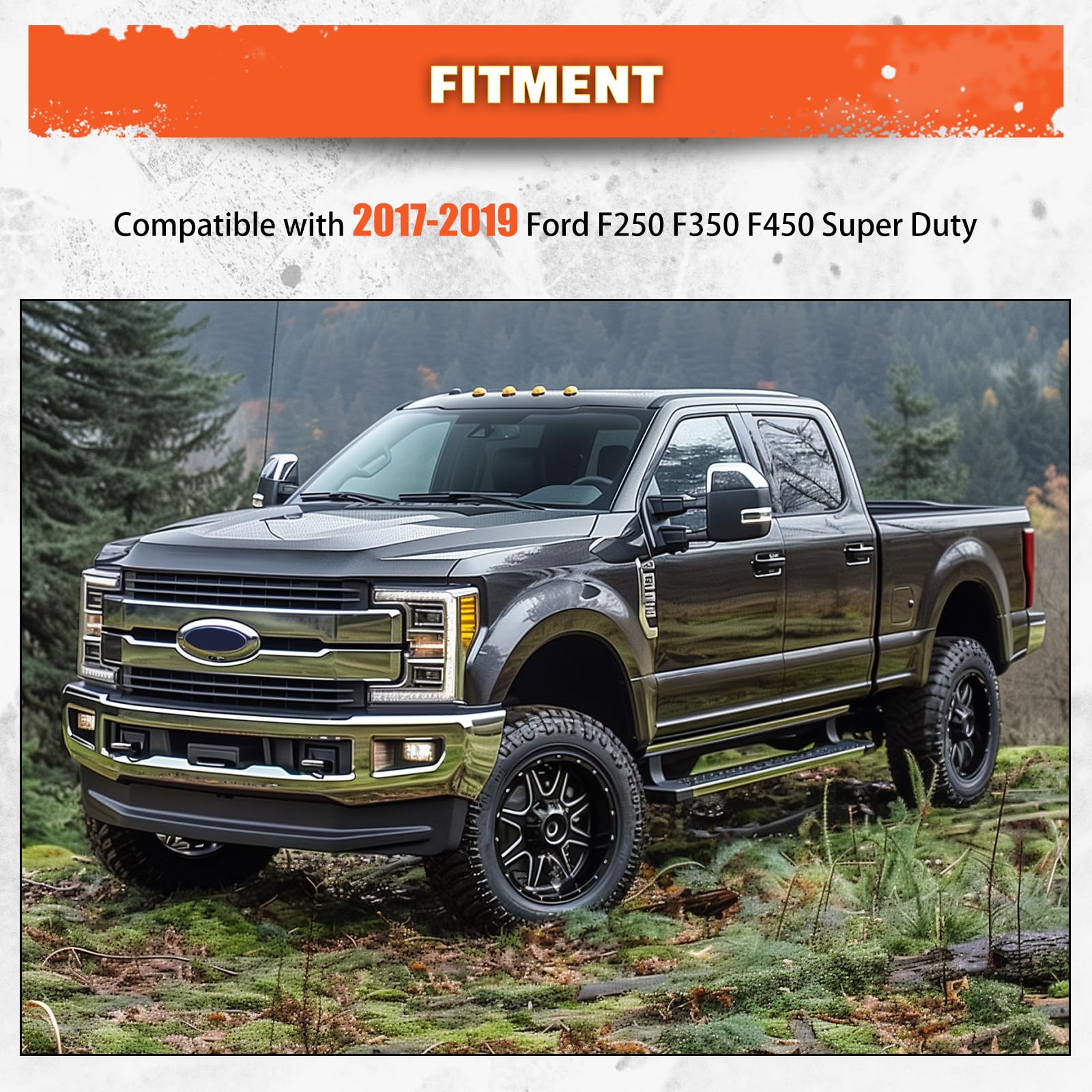 ECOTRIC Front Bumper Grill for 2017-2019 Ford F250 F350 F450 Super Duty, Chrome Finish, Model ET-096, Durable Design