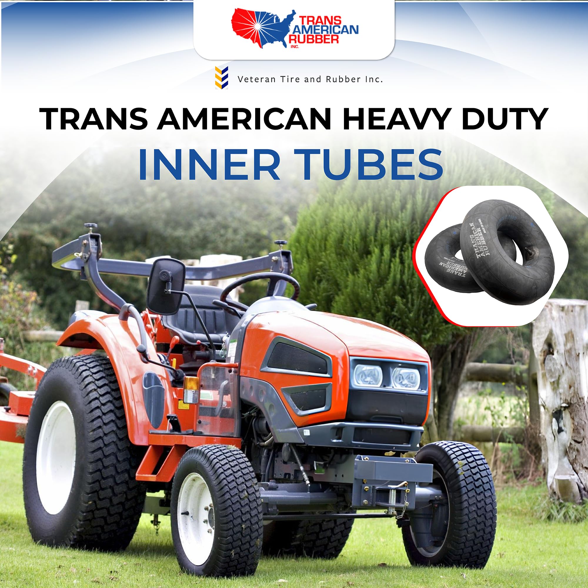 Veteran Tire and Rubber Pair of Heavy Duty Inner Tubes, 4.10/3.50-4 TR13, Synthetic Rubber, Model 9B/R