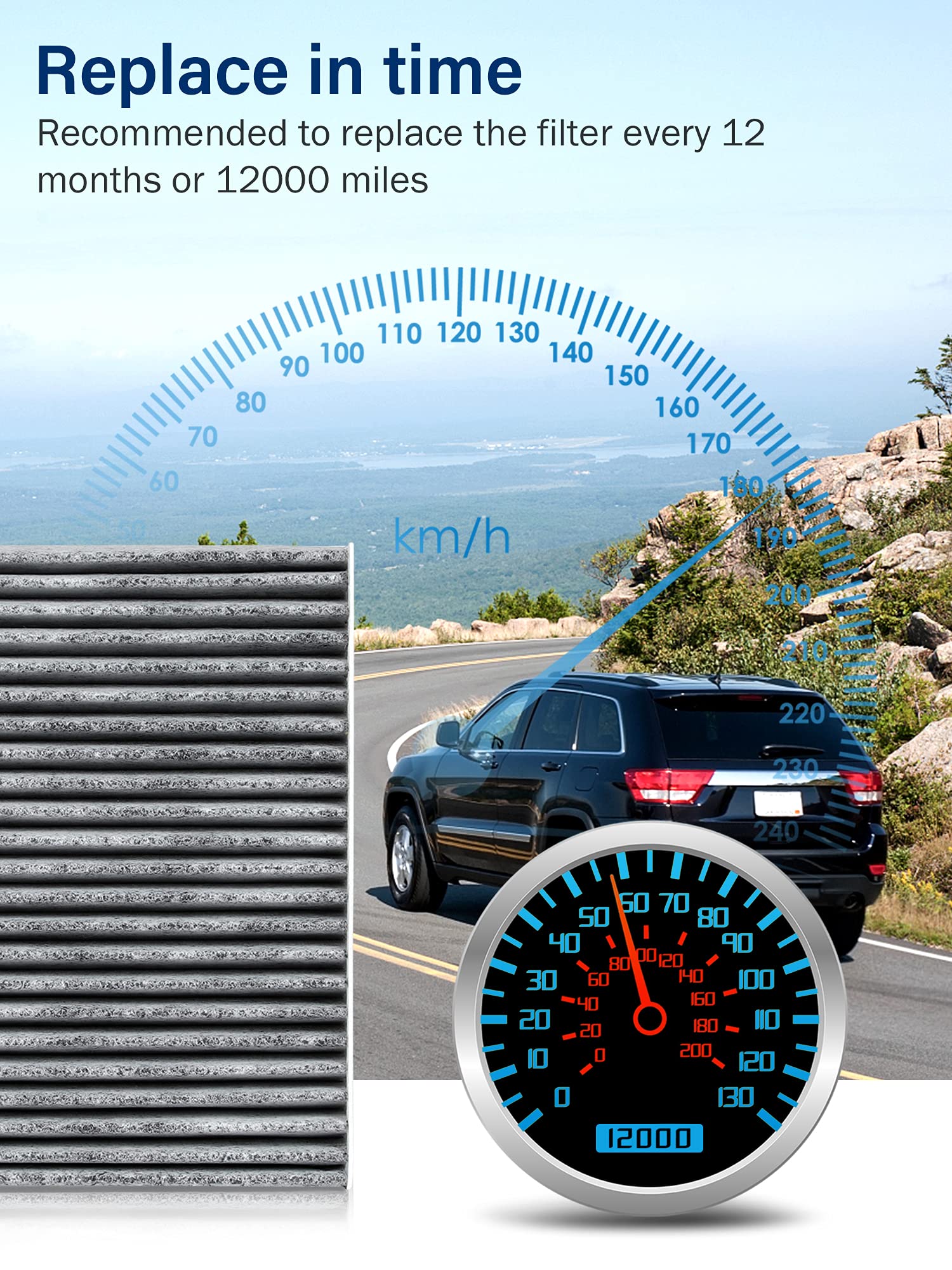 Kootek Cabin Air Filter with Activated Carbon, 2pcs Car Automotive Replacement Passenger Compartment Air Filters for Toyota 4Run