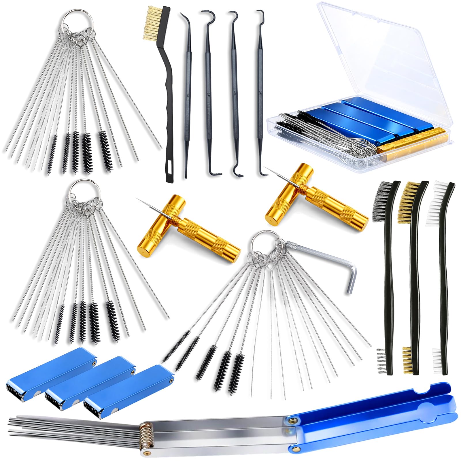 Yiyiring Carburetor Cleaner Kit Torch Tip Cleaner Set, Includes Brush Needles Nylon Brushes Hexagonal Wrench Scraper and Cleanin