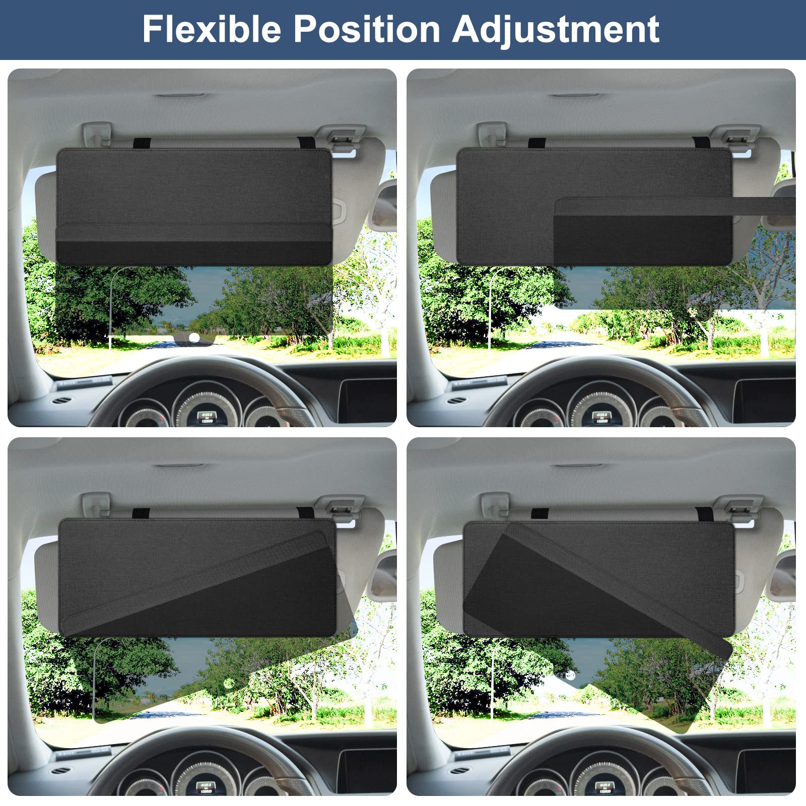 NAZZO Sun Visor Extender - Adjustable Magnetic Mount, PC Lens, Black, Universal for Car/SUV, Protects from Glare & UV Rays