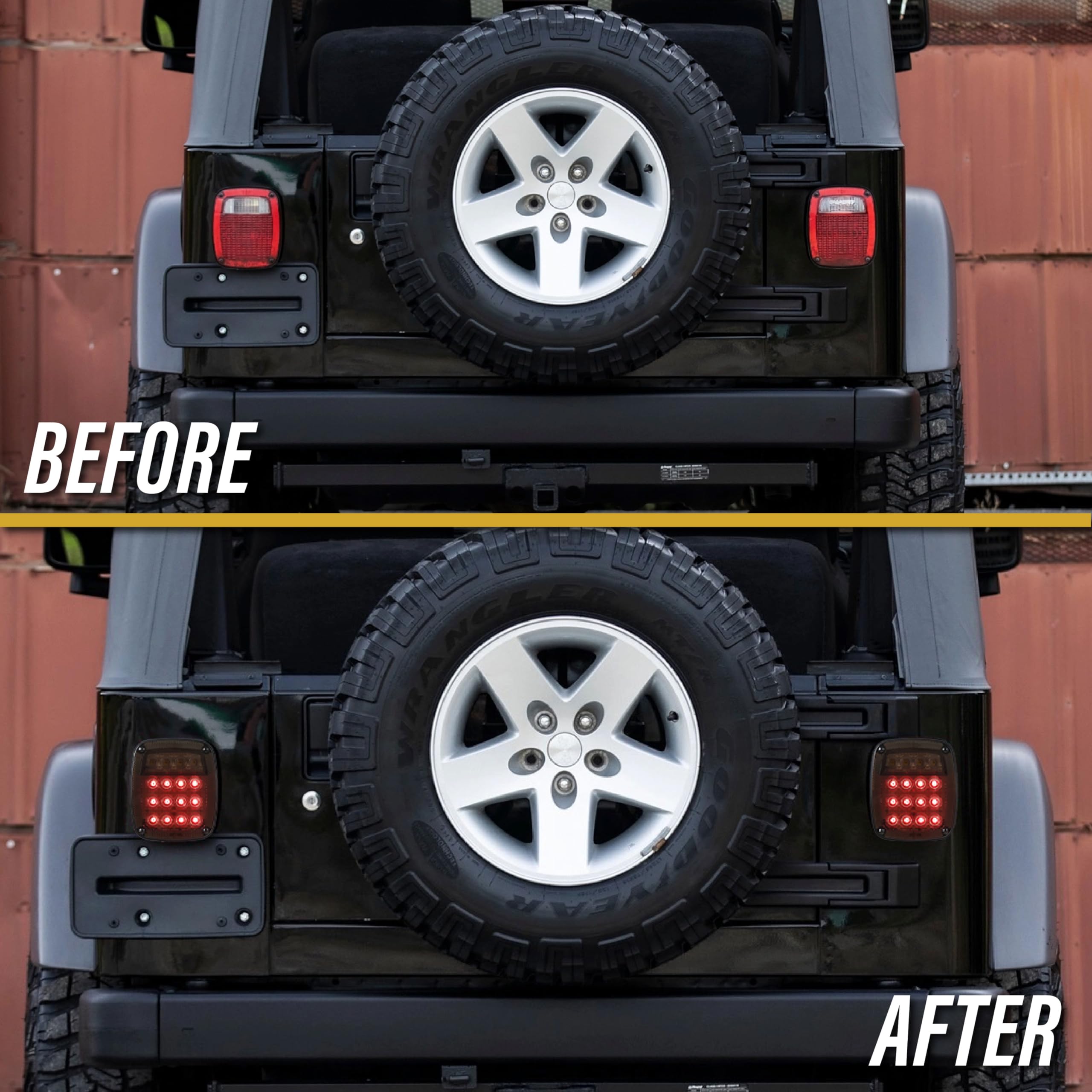 Usr Tj Tail Lights - Full Led Smoke Rear Brake Stop Turn Signal Reverse Backup Tail Lamps Set (Left + Right) For 1997-2006 Wrang