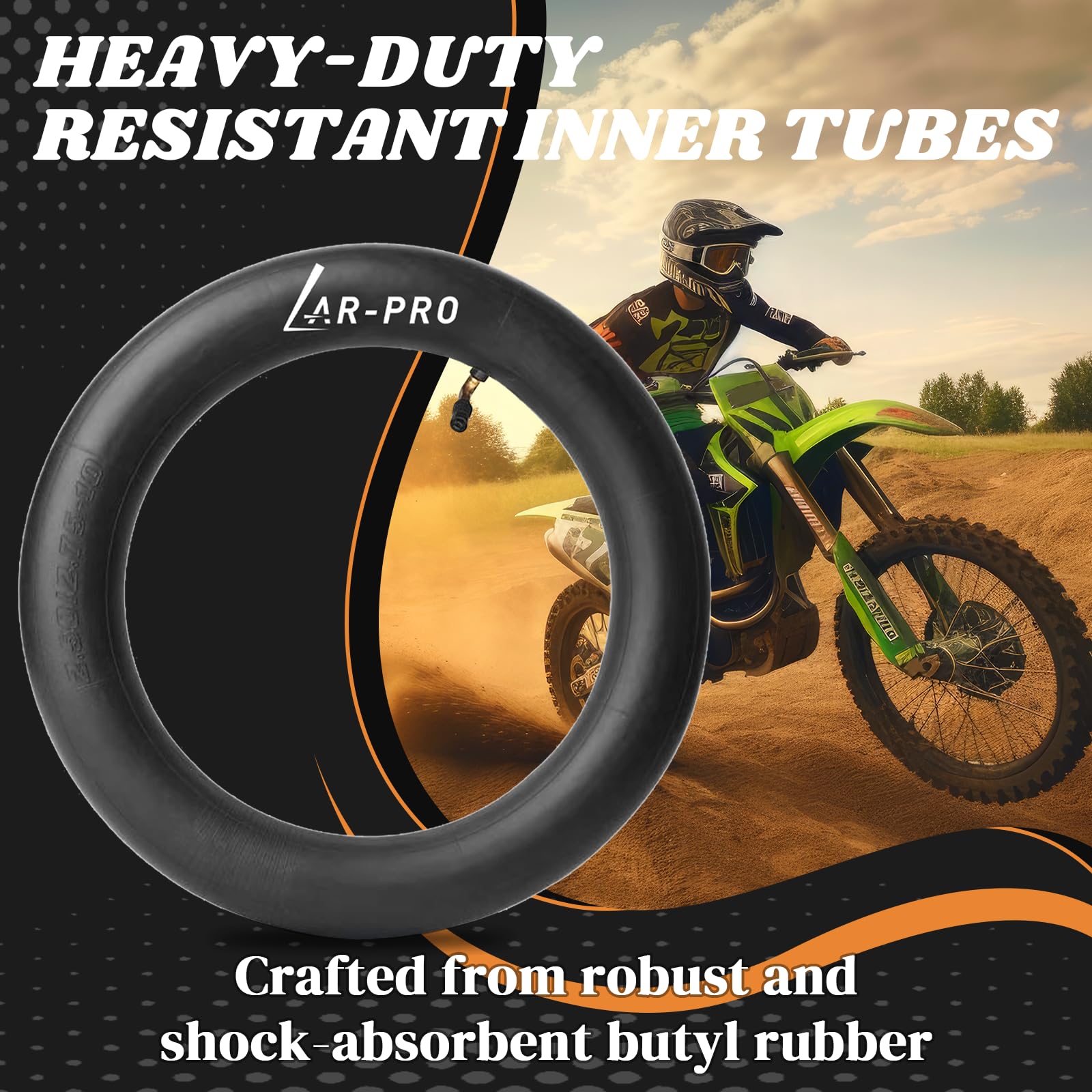Ar-Pro 2.50/2.75-10 Dirt Bike Replacement Inner Tube Heavy Duty With Tr-87 Bent Valve Stem, Compatible For Honda Crf50 /Xr50, Ra