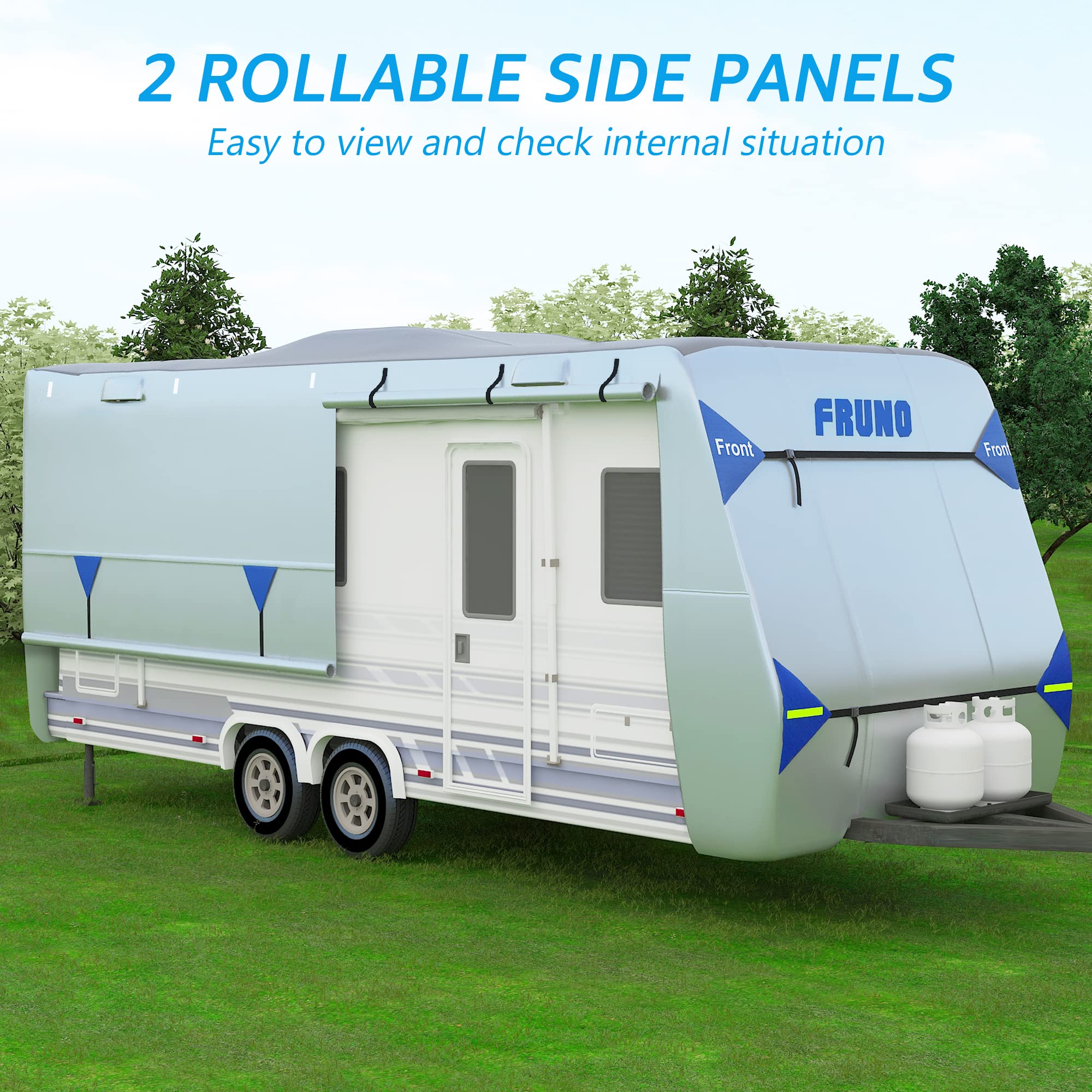 Fruno Oxford Fabric Travel Trailer Cover Rv Cover 18'-20' Waterproof Rip-Resistant Anti-Uv Camper Cover For Winter Snow With Jac