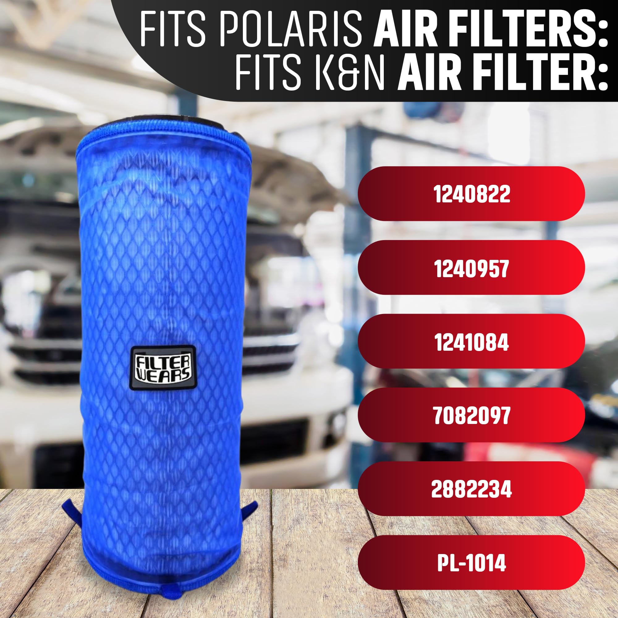 Filterwears Pre-Filter F134L For Polaris Rzr Xp 1000 Stock Air Filters 1240822 1240957 1241084 7082097, K&N Pl-1014; Blue