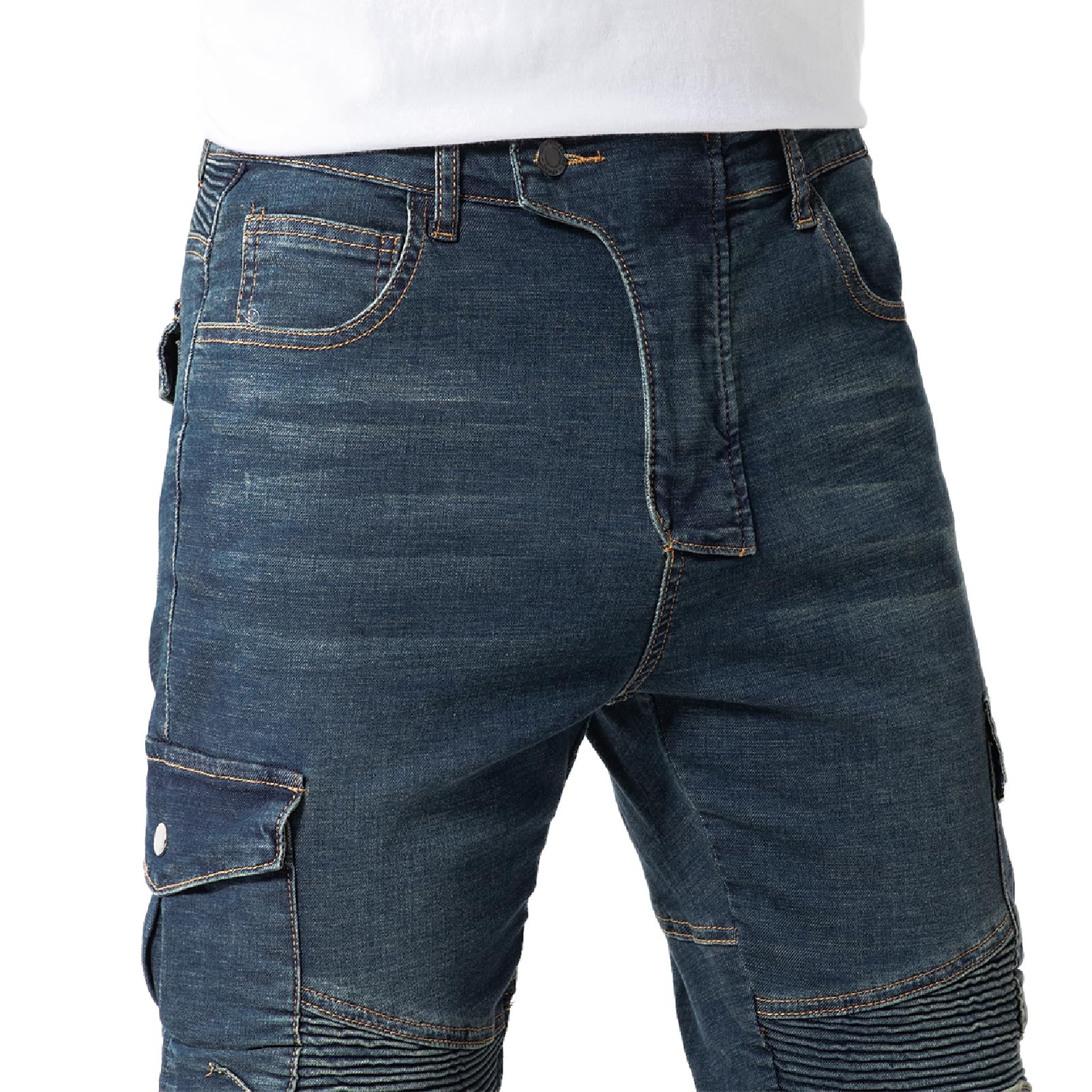 Ctbqitom Motorcycle Pants For Men Motocross Riding Pants Motorbike Riding Denim Jeans With Ce Armor,Blue,36