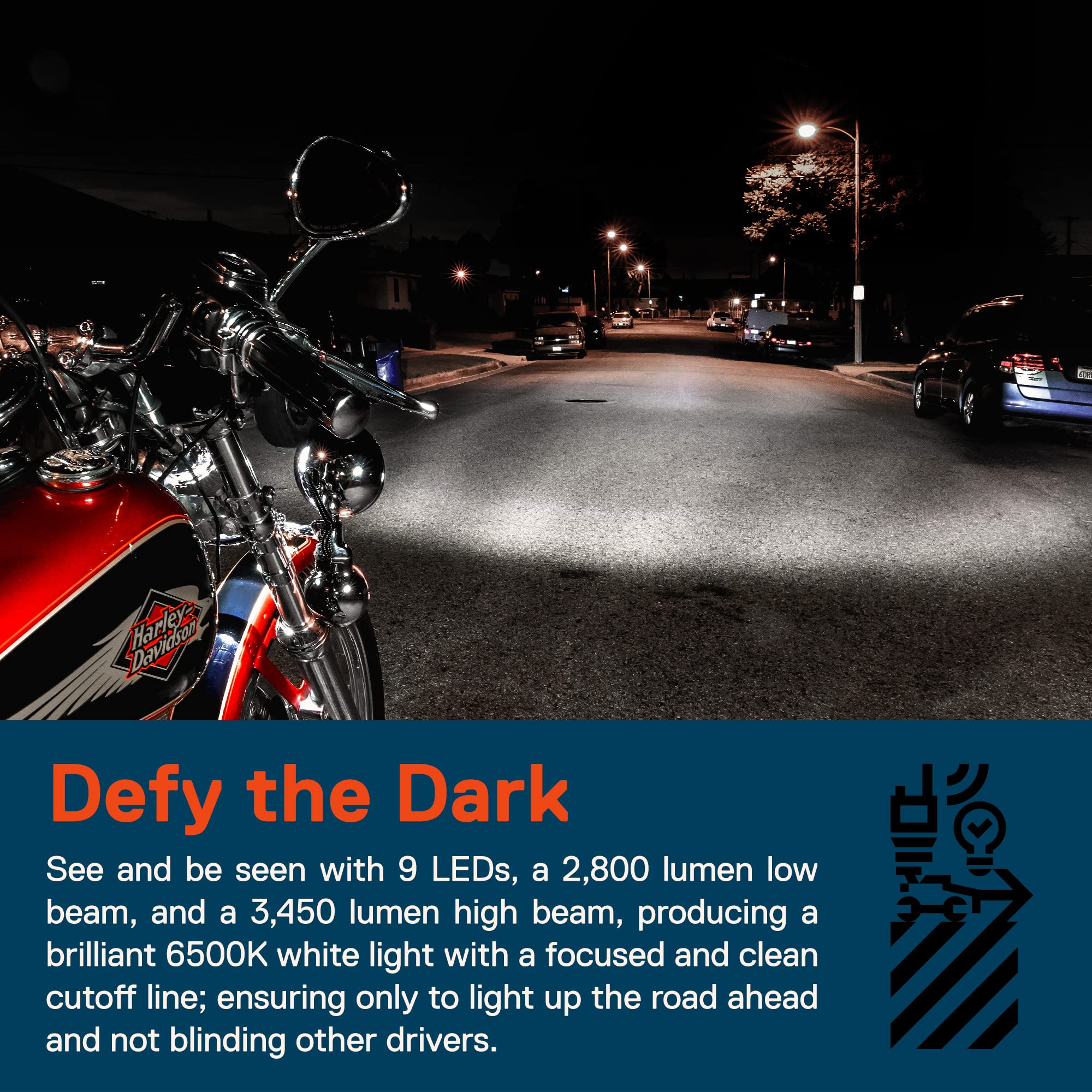 TRUE MODS 5.75'' 5-3/4 Harley LED Headlight For Harley Davidson [Chrome-Finish] Round LED Motorcycle Headlight For Dyna Street B