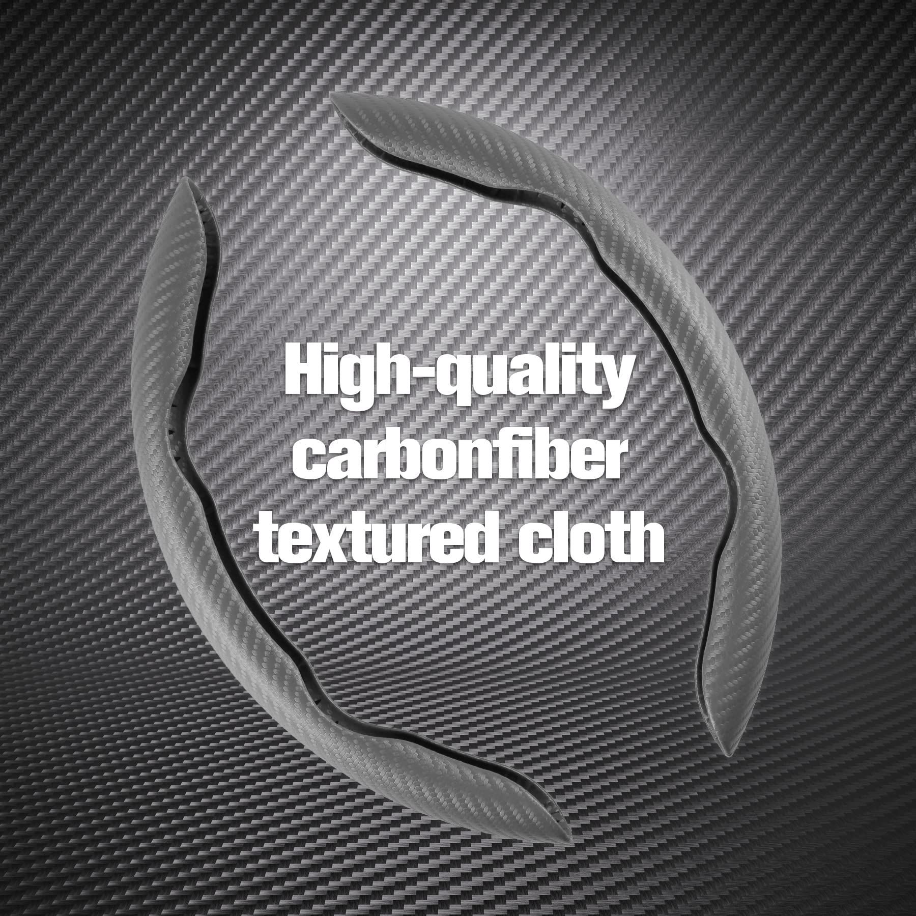 Amiss Car Carbon Fiber Anti-Skid Steering Wheel Cover, Segmented Protector, Butterfly Universal 99% Cover Interior Accessories (Grey)