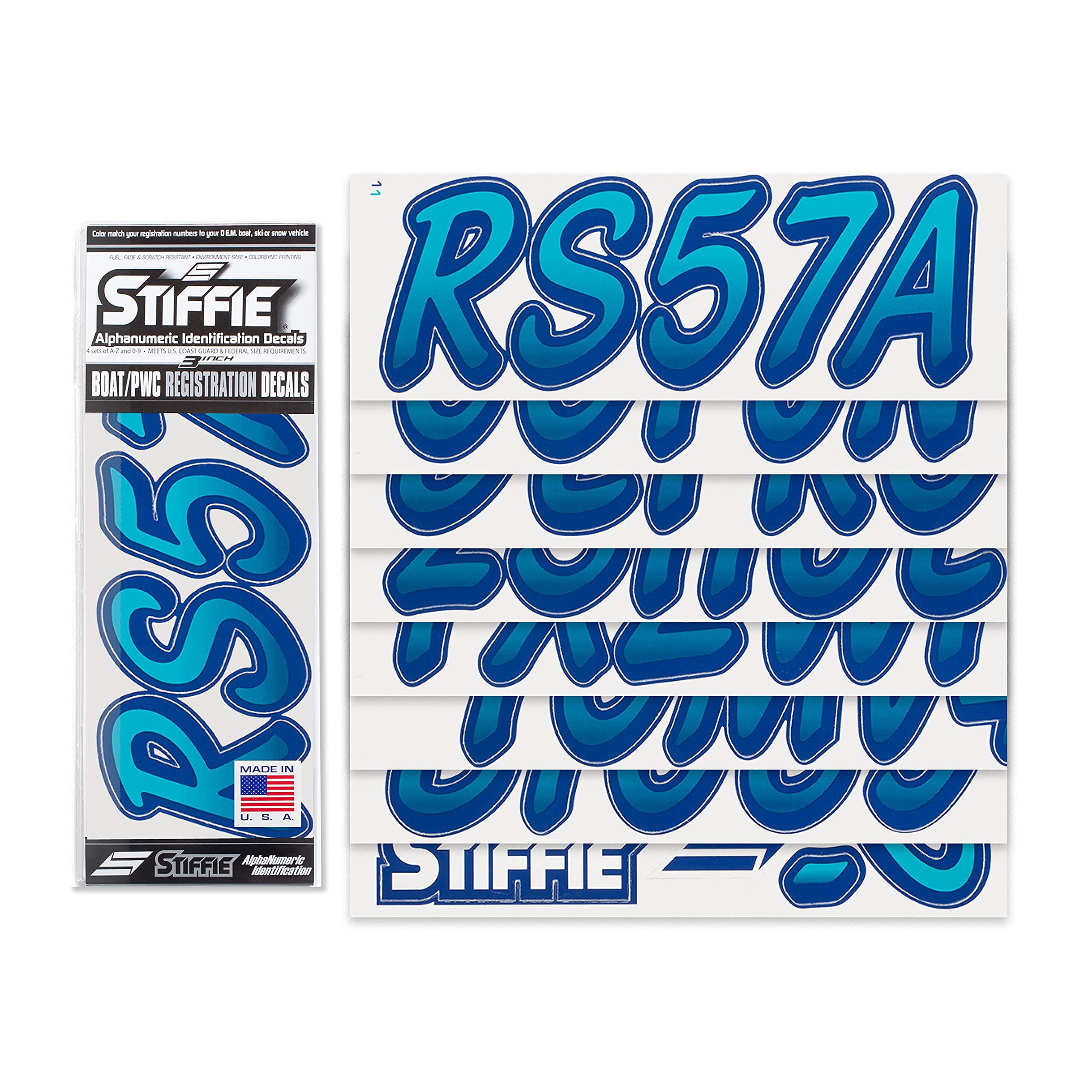 Stiffie Whipline Metallic Gold/Navy 3 '' Boat & Pwc Registration Decals  Numbers Letters Stickers